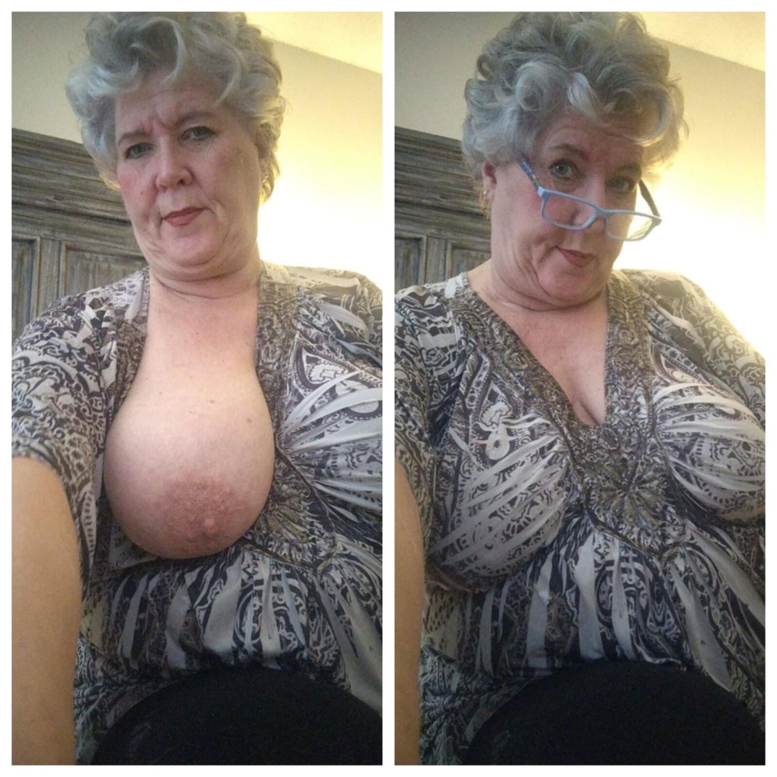 Fotos de la abuela rosa vestida y desnuda