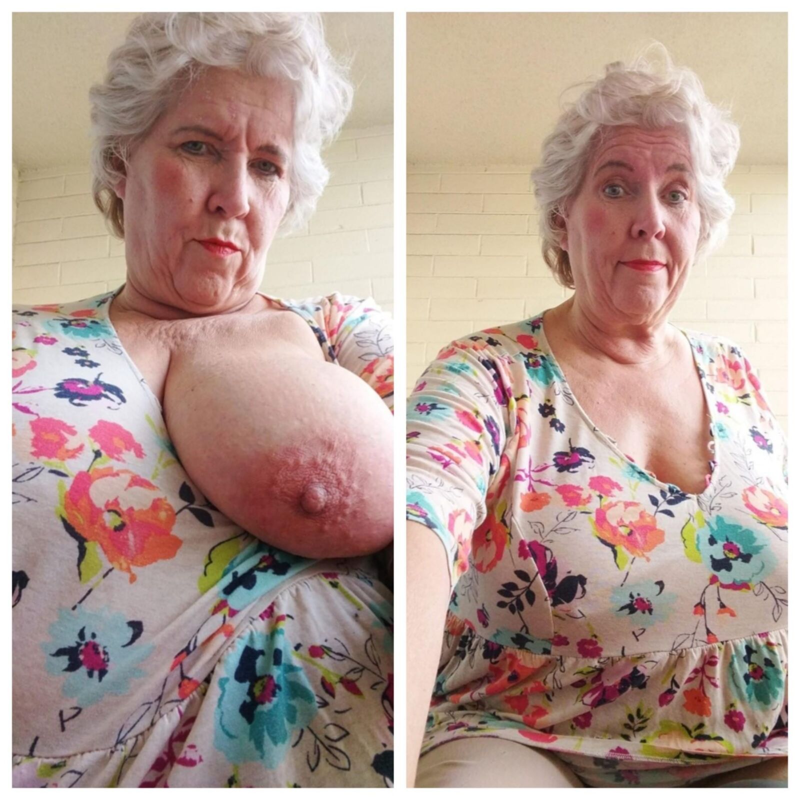 Fotos de la abuela rosa vestida y desnuda