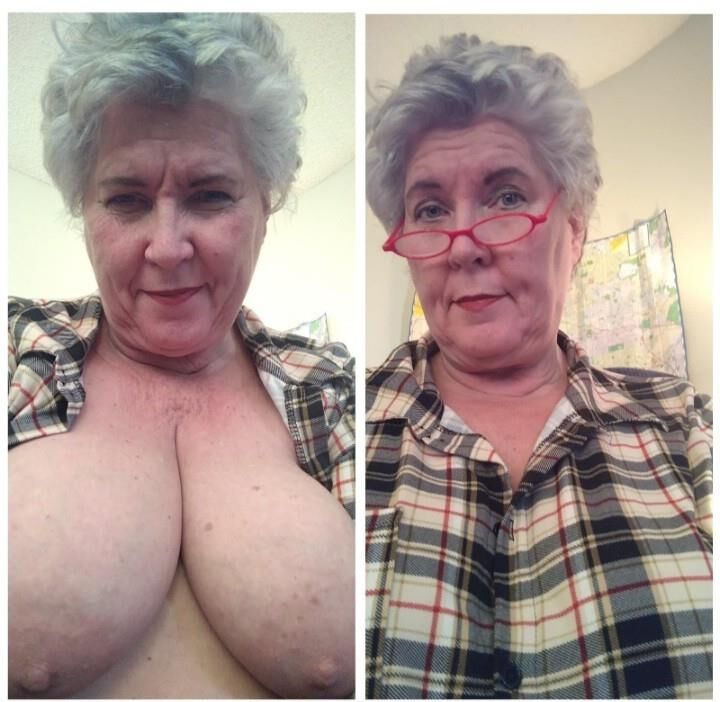 Fotos de la abuela rosa vestida y desnuda