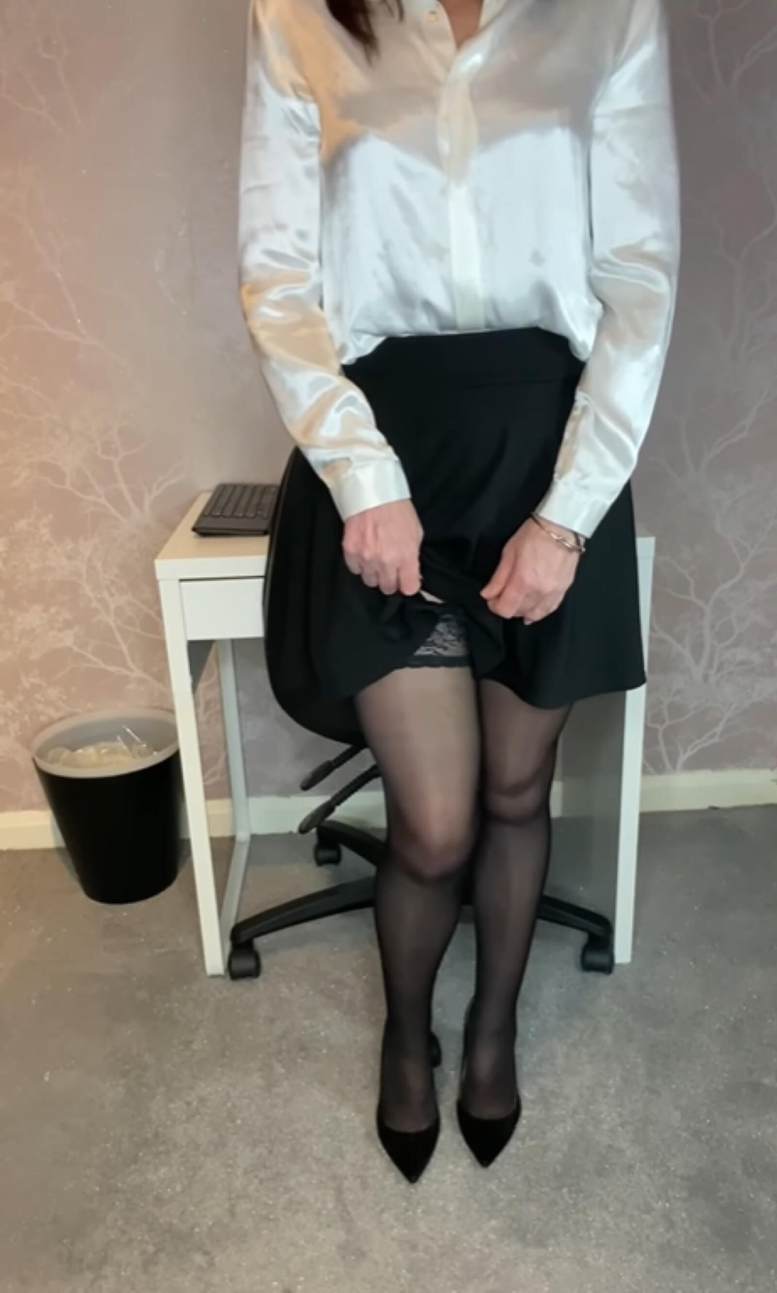 Anna Wearing Hold Up Stockings