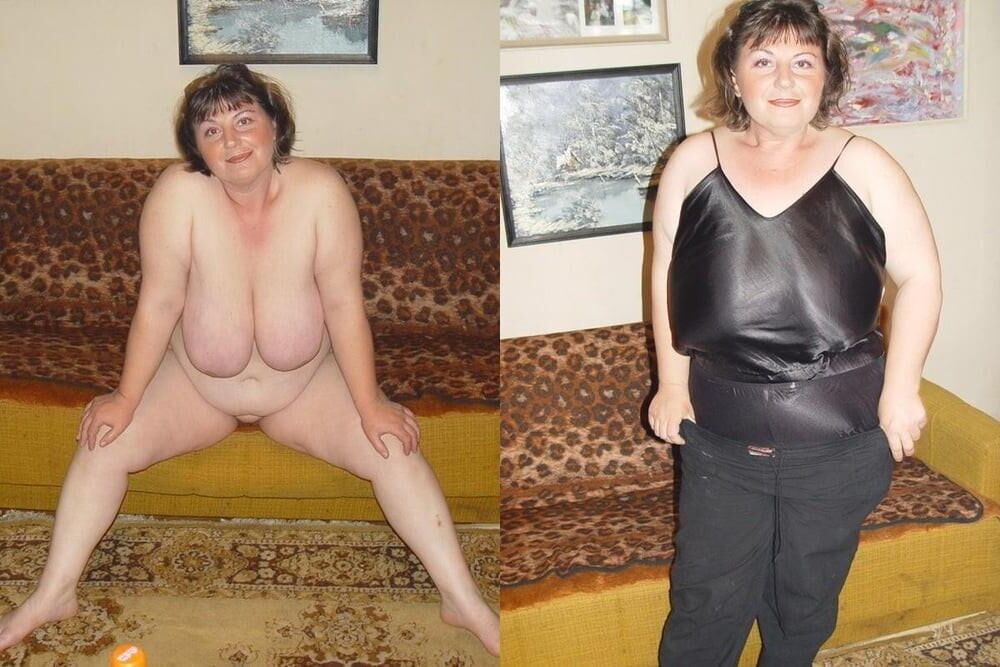 Mature dressed undressed