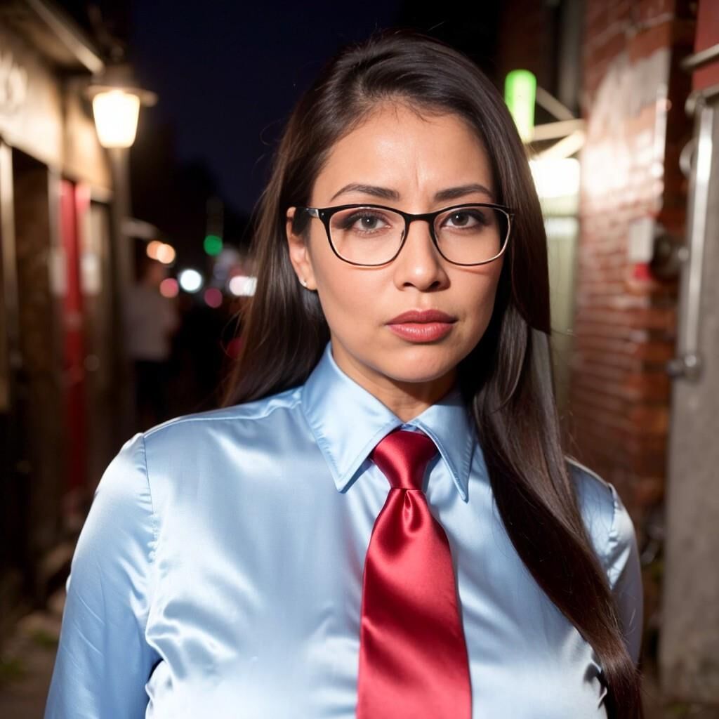 Mujeres con camisa de raso y corbata