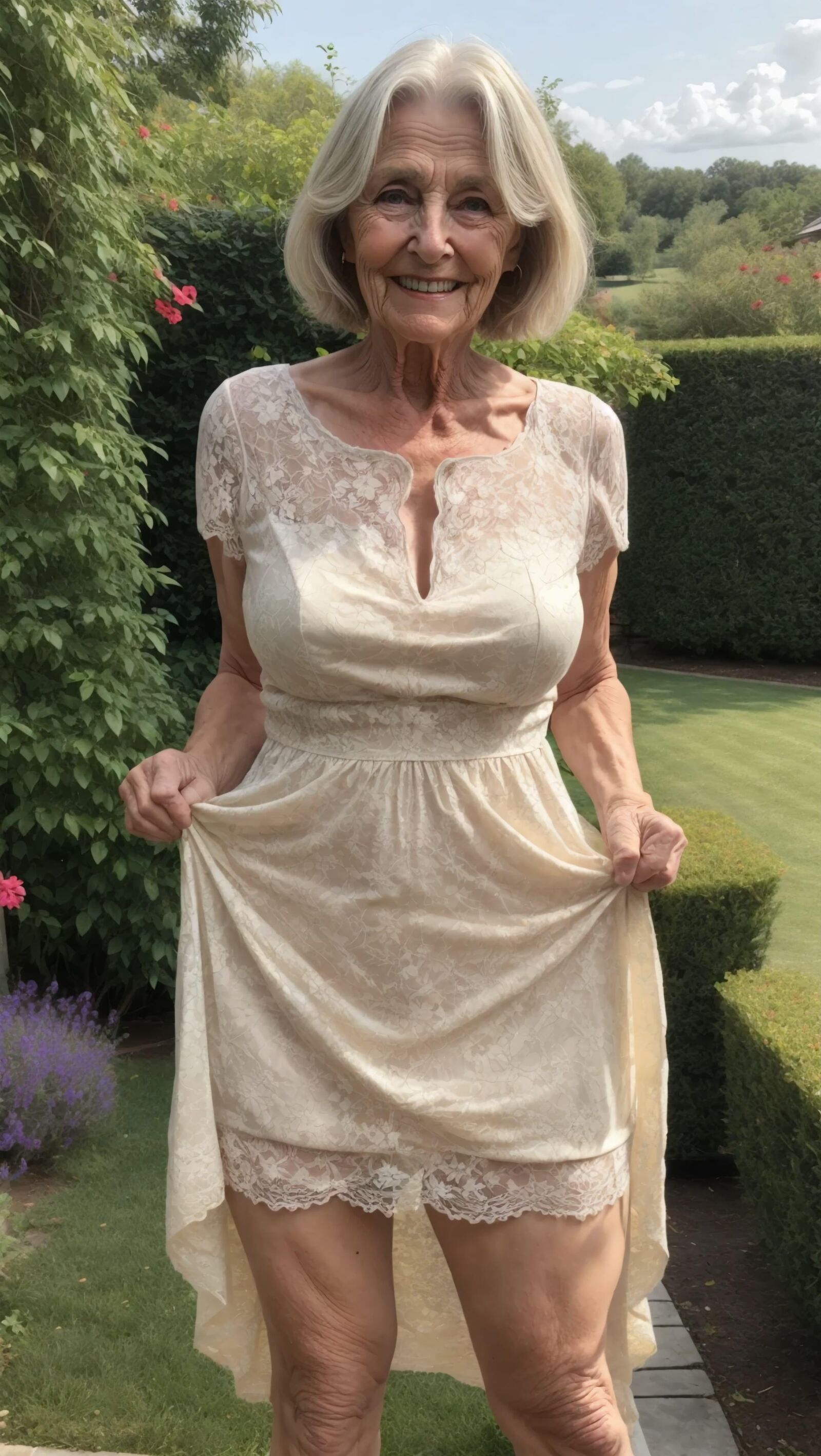 Mature ladies in sexy summer dresses (AI generated)