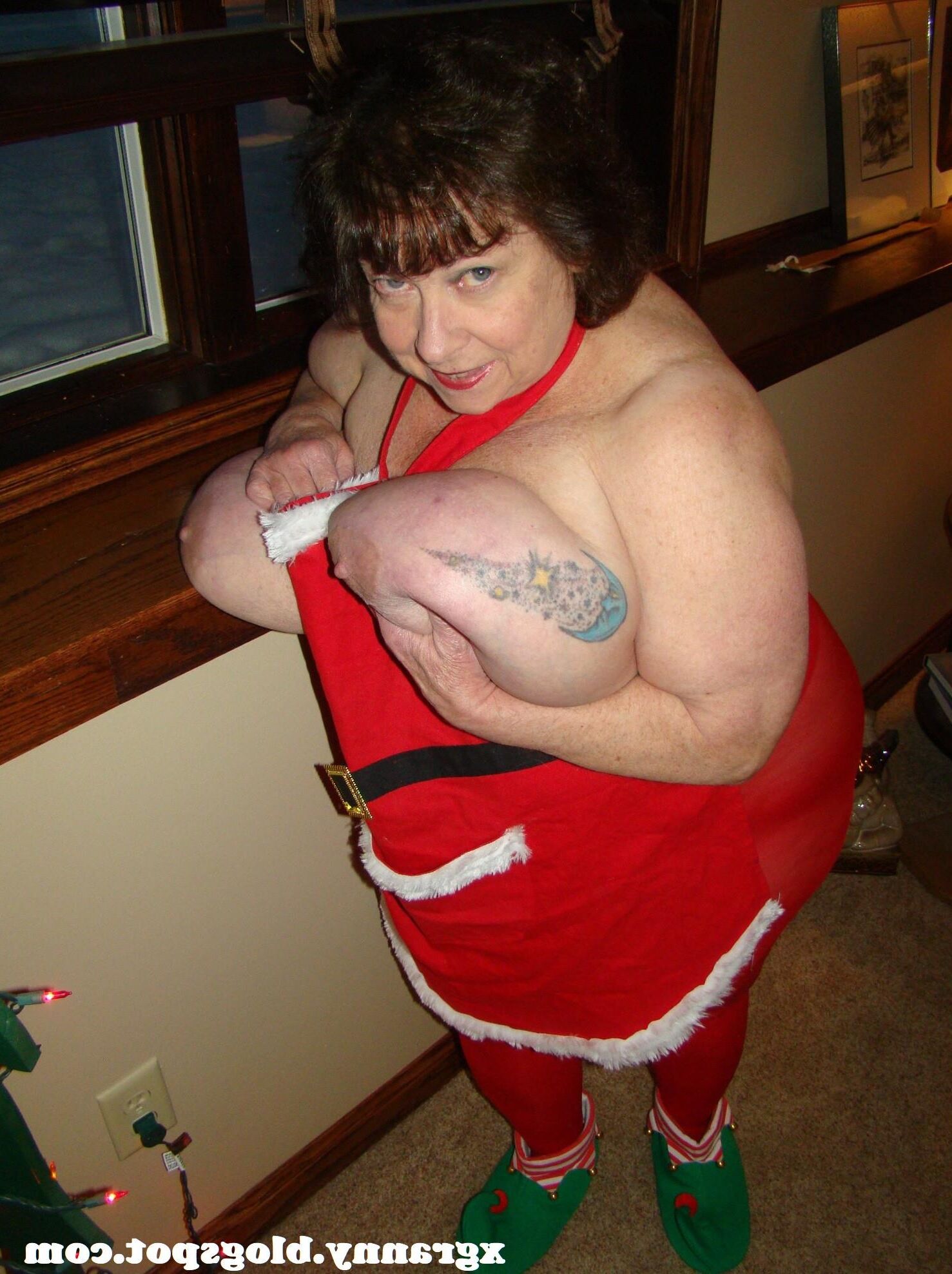 Hot busty Christmas granny