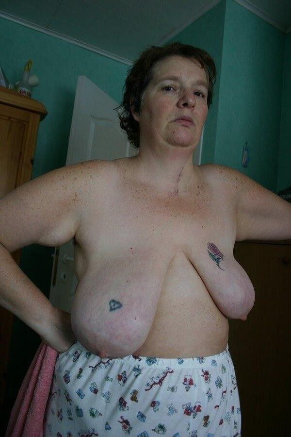 Mature with big saggy uneven titties