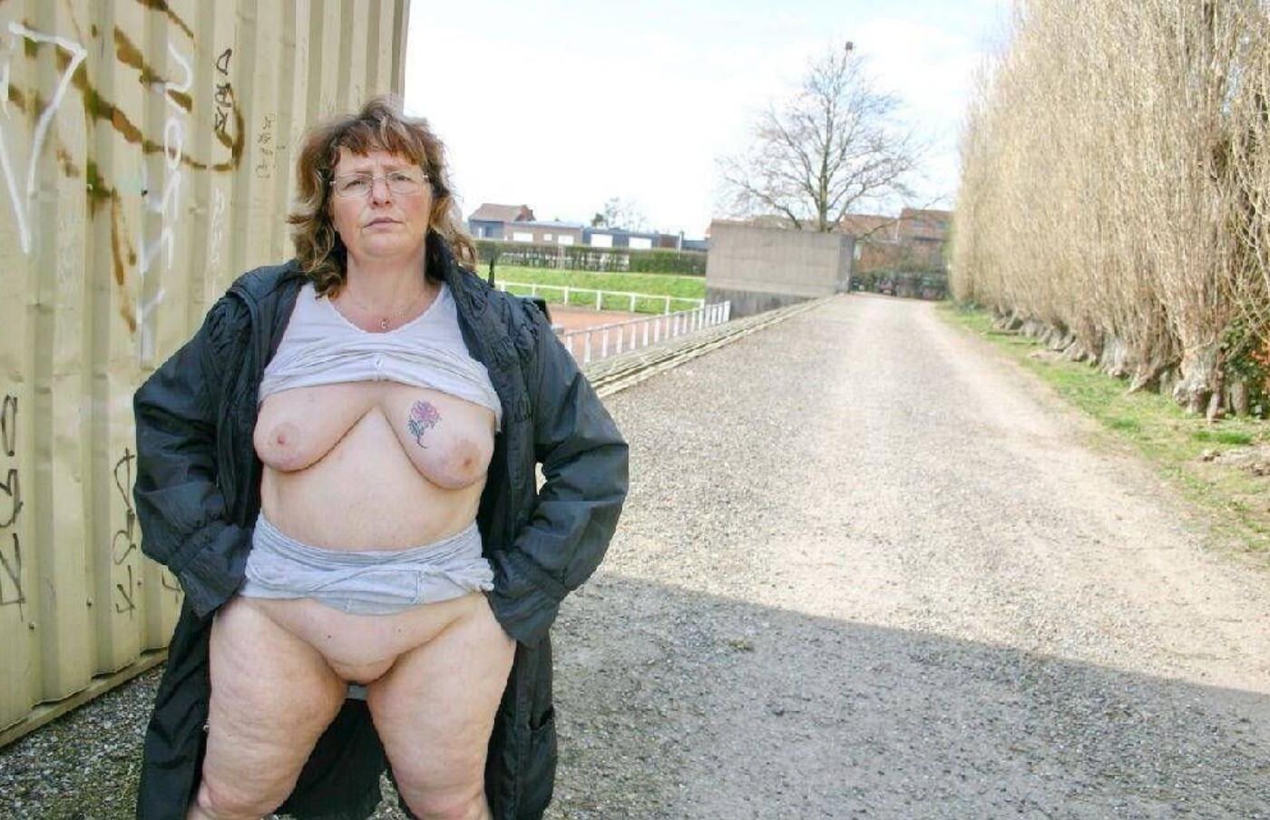 Mature with big saggy uneven titties