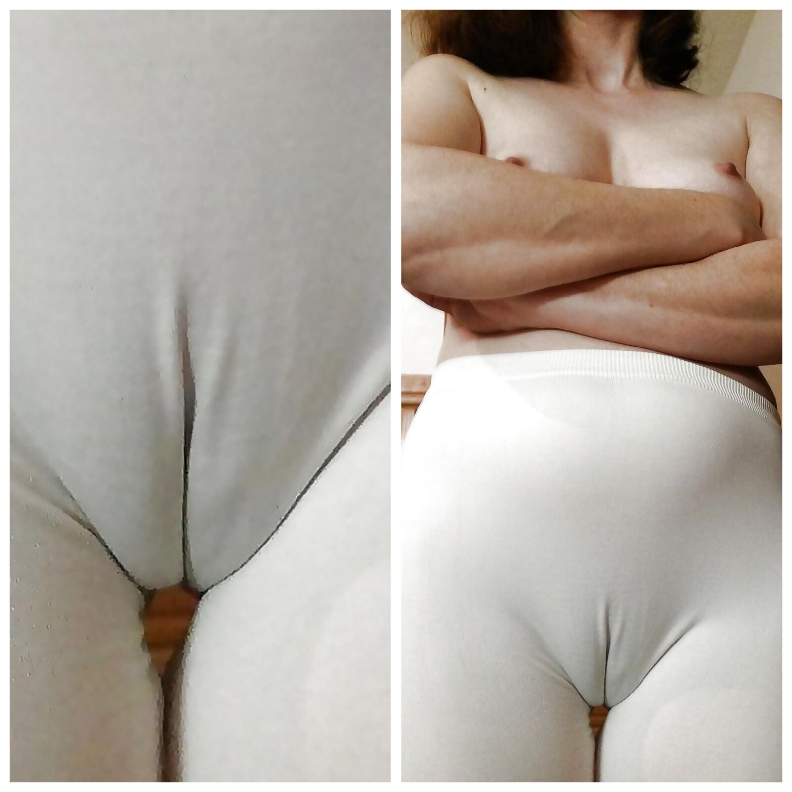 Regular and closeups of wifes cameltoe and crouch Stitched