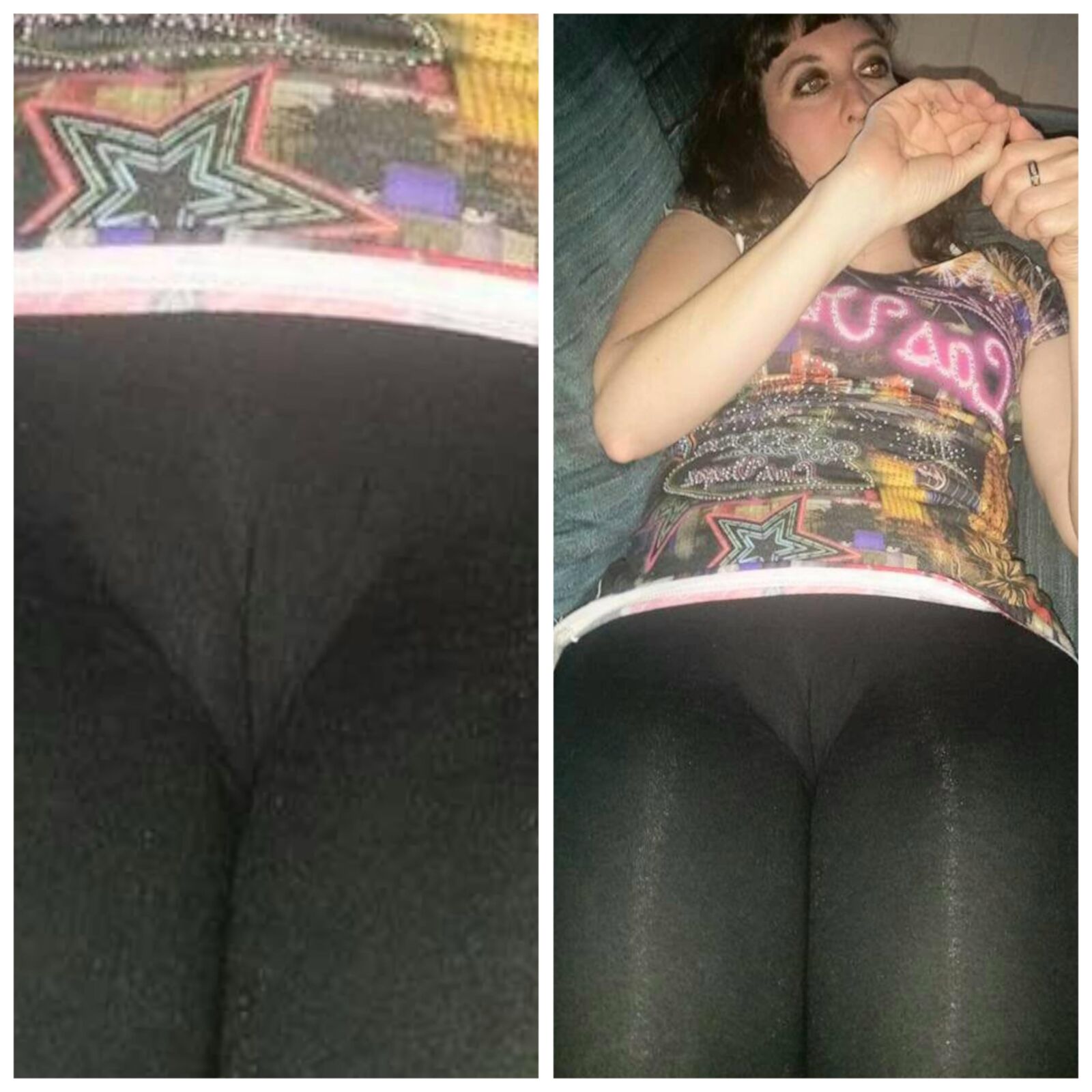 Regular and closeups of wifes cameltoe and crouch Stitched