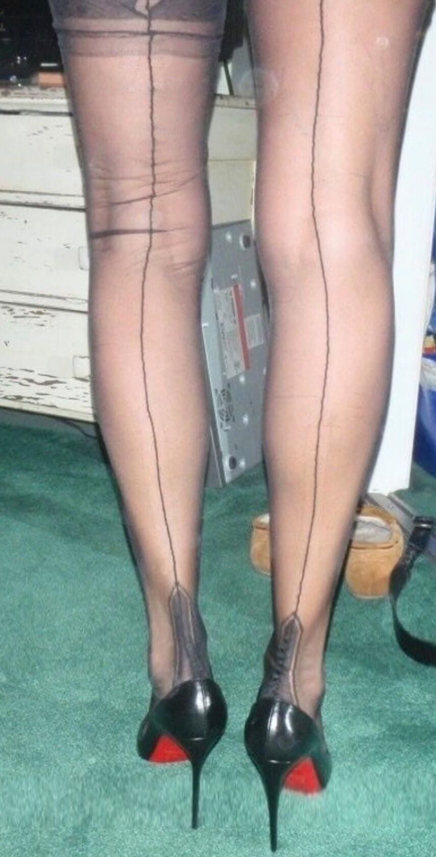 Wife enjoys wearing Back seam stockings 