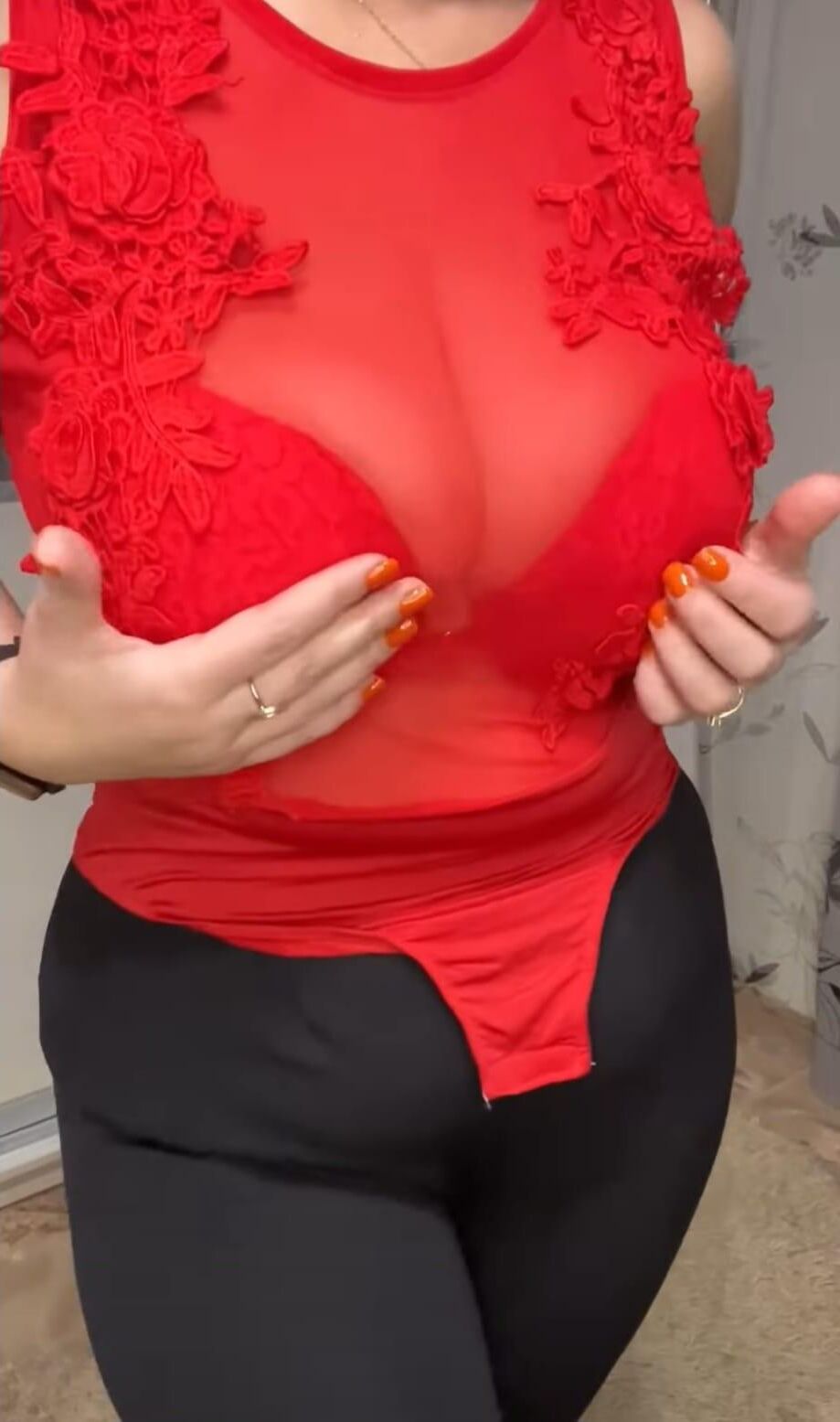 Big bobs in red bra