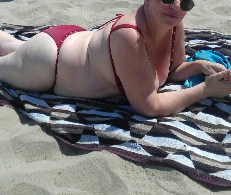 Mature mom at beach 