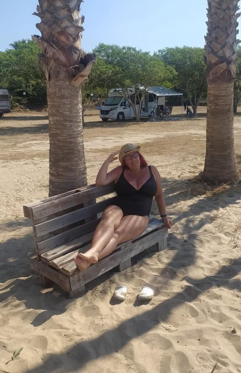 Mature mom at beach 