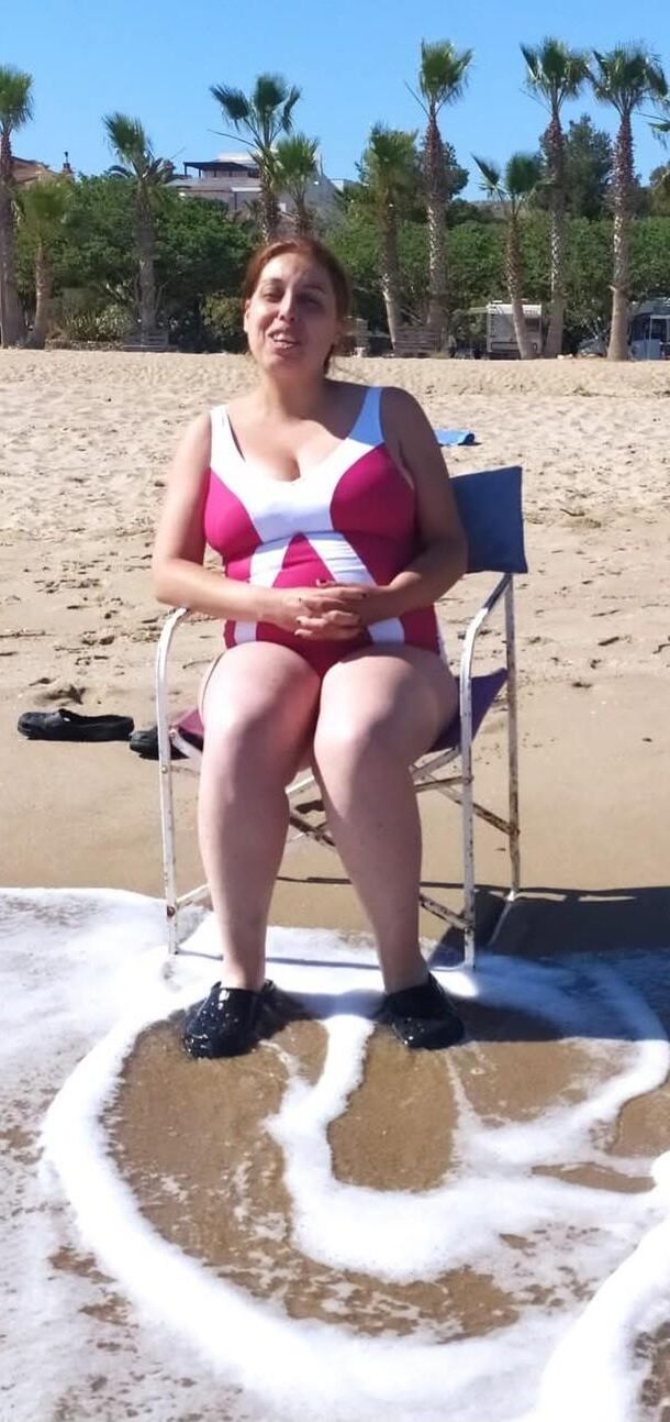 Mature mom at beach 