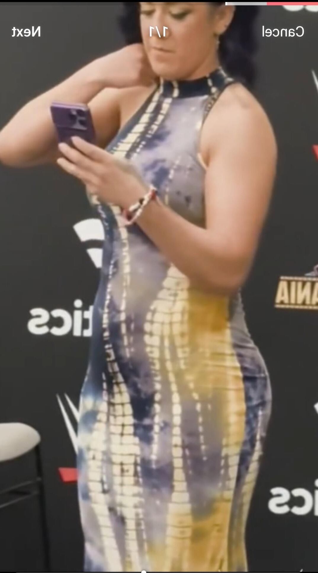 WWE star bayley fat ass in a dress
