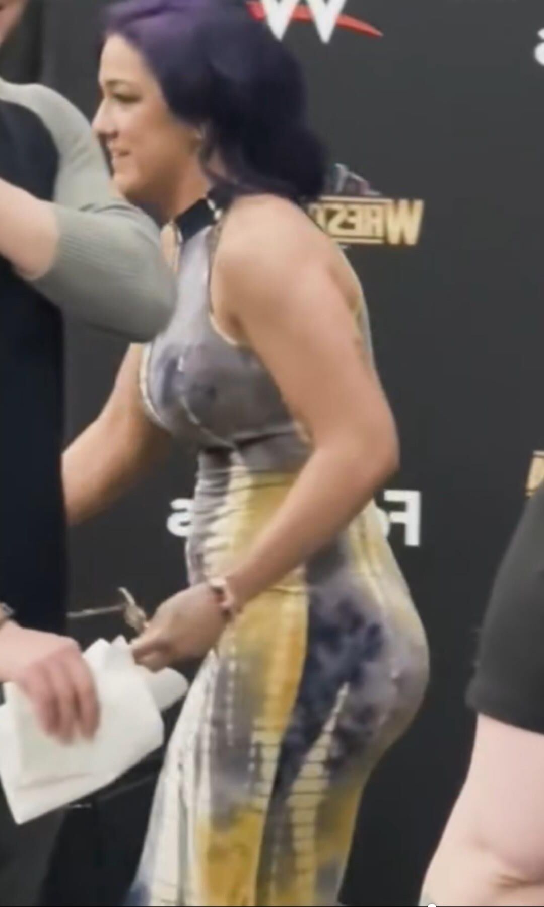 WWE star bayley fat ass in a dress