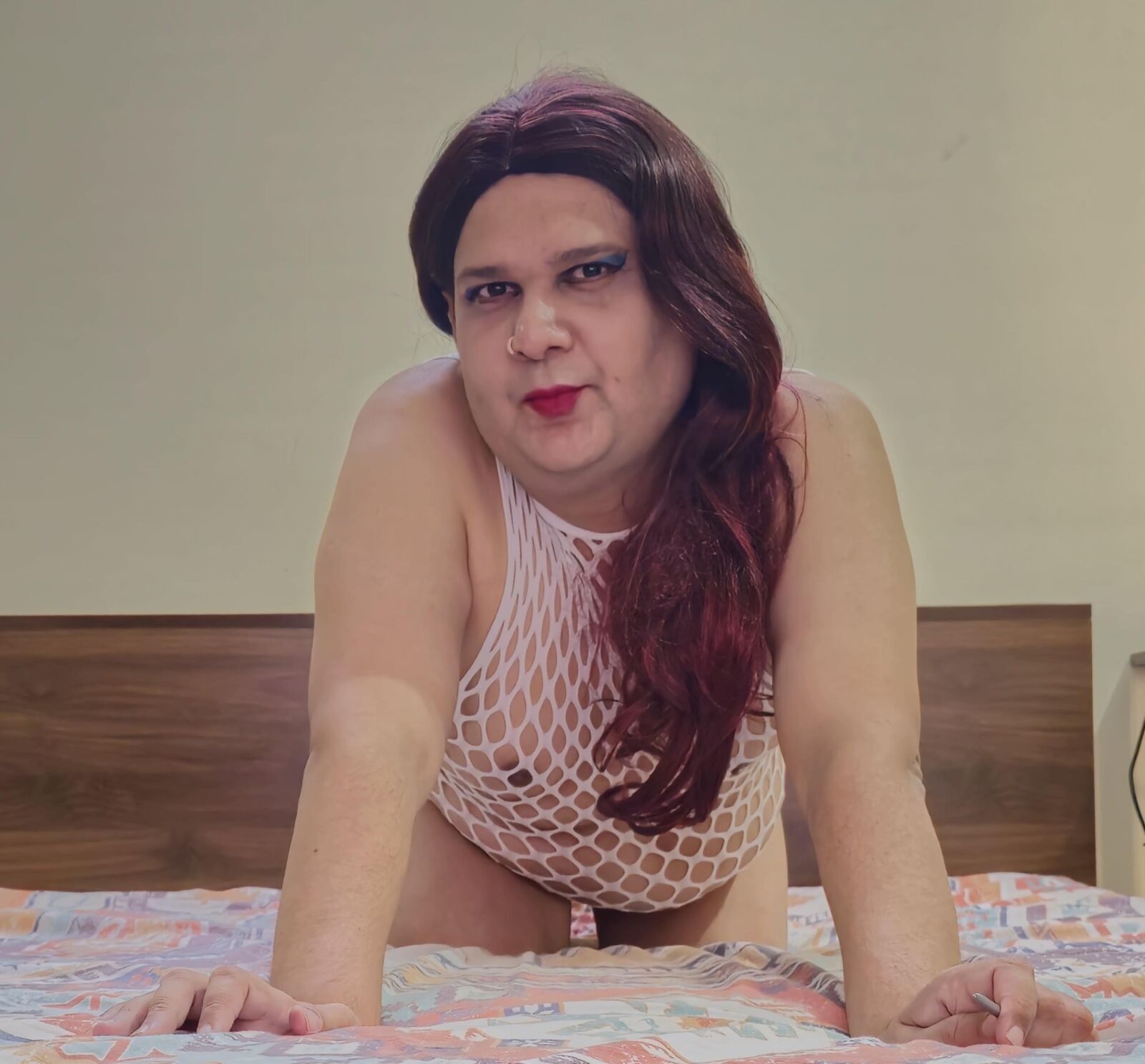 shemale monica m in white fishnets set 