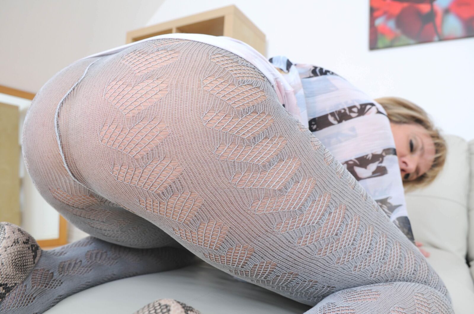 Gill Ellis Young (Lady Sonia) Gray à motifs gris collants