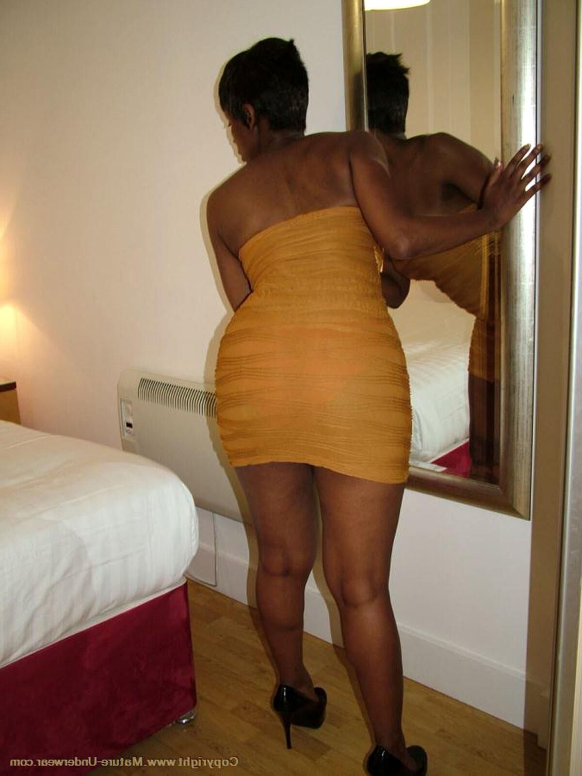 Bounty Mature Black British Beauty in a Yellow Dress