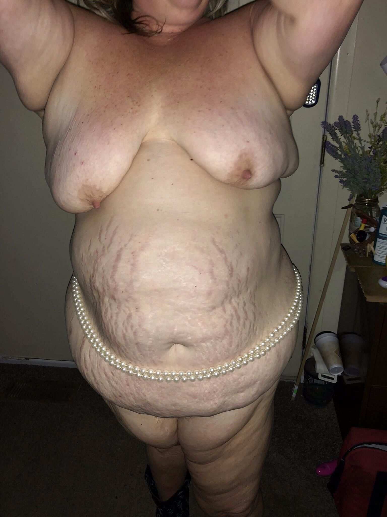 Tribute my mature wife's big tits and sexy belly