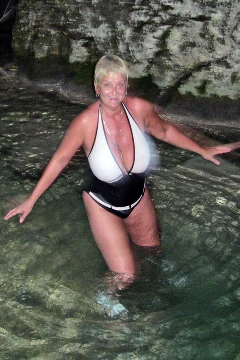 Posing in black and white bikini/swimsuit