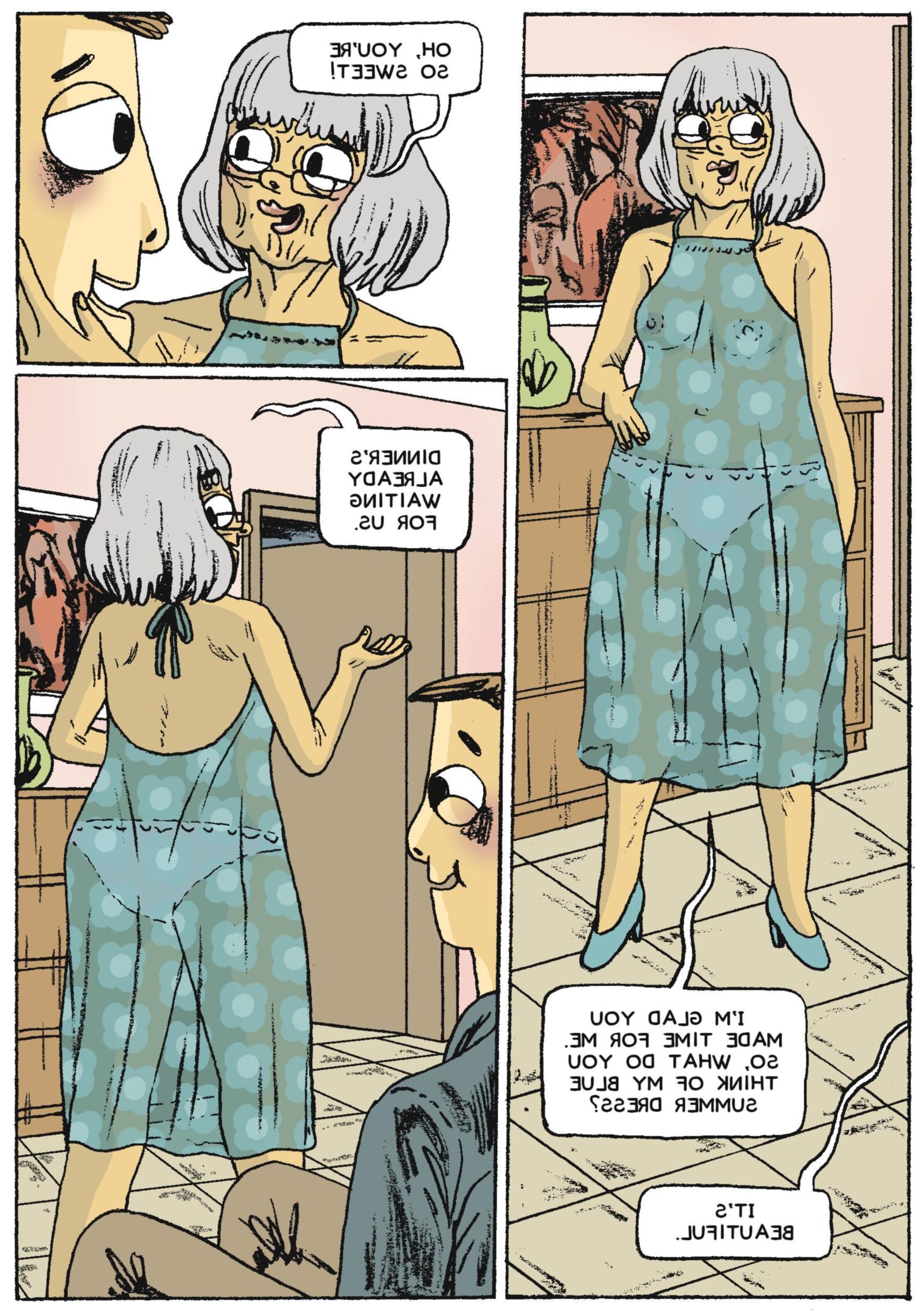 Vestido azul de verano (cómico)