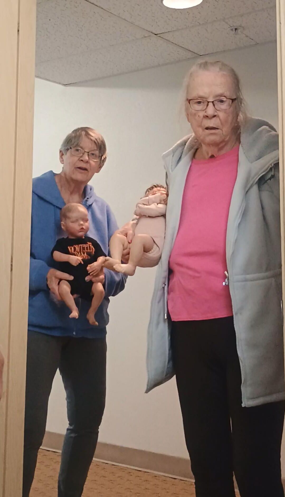 Elderly women obsessed with dolls