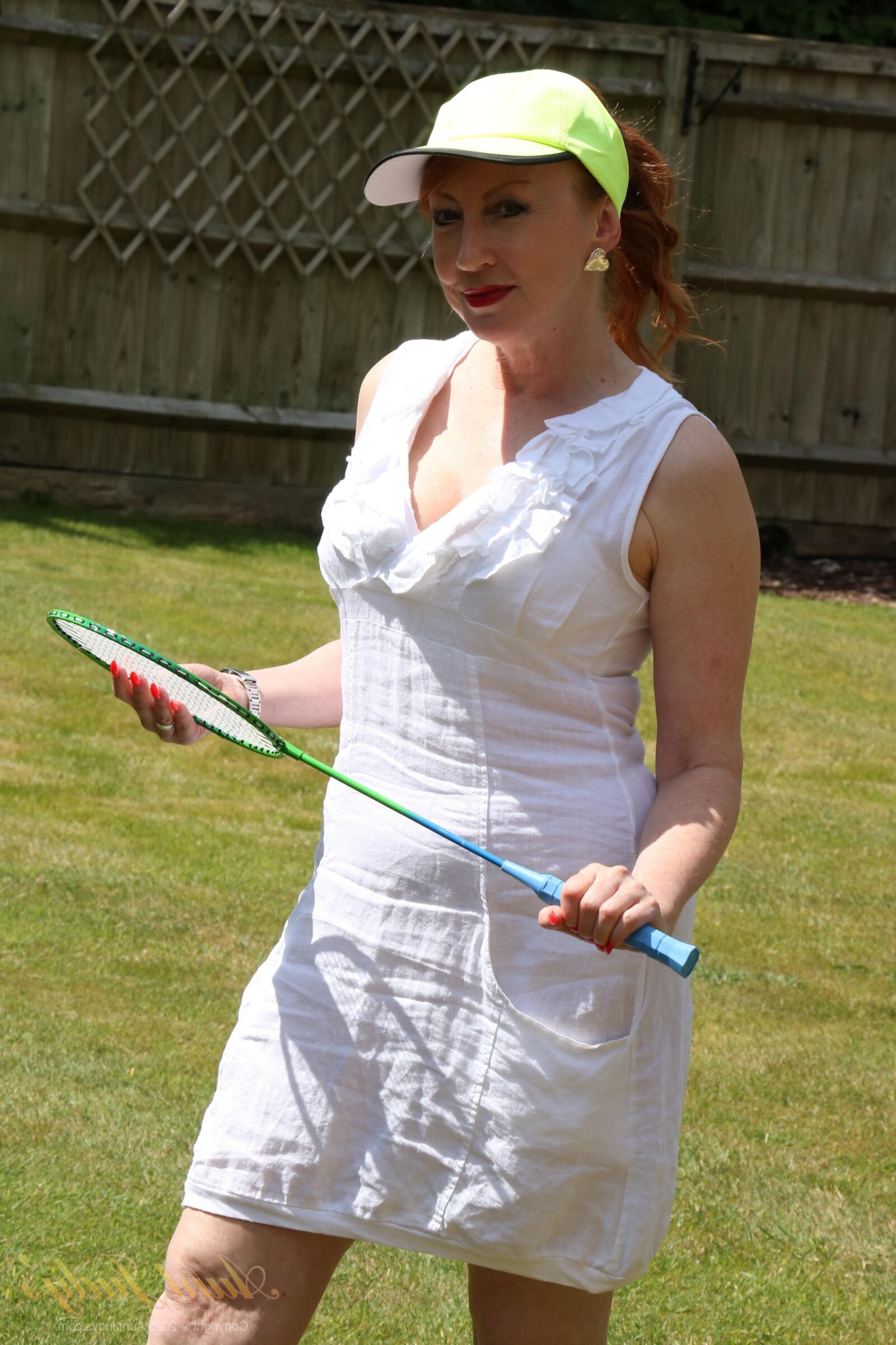 AuntJudys Outdoors on Badminton Day with Red