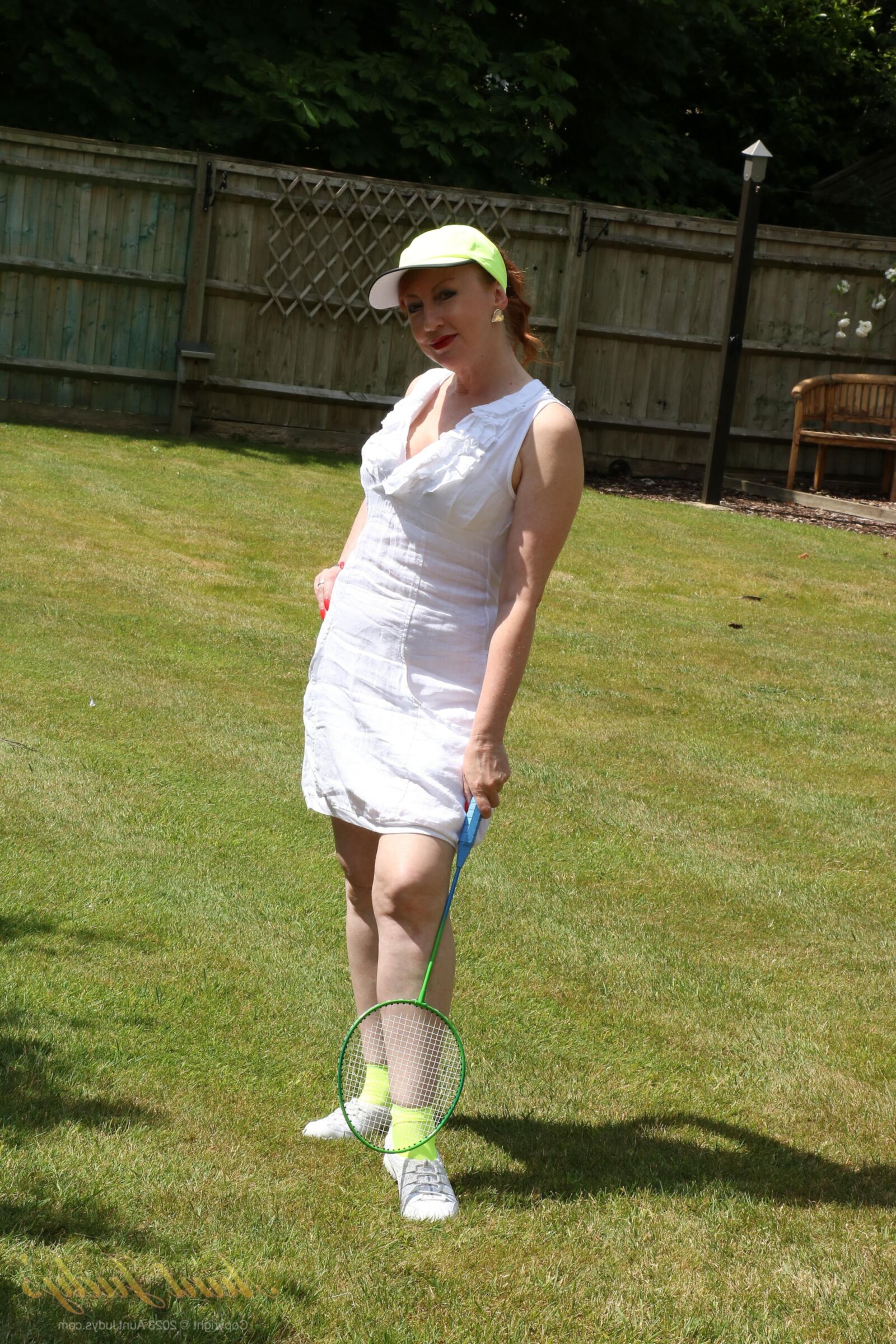 AuntJudys Outdoors on Badminton Day with Red