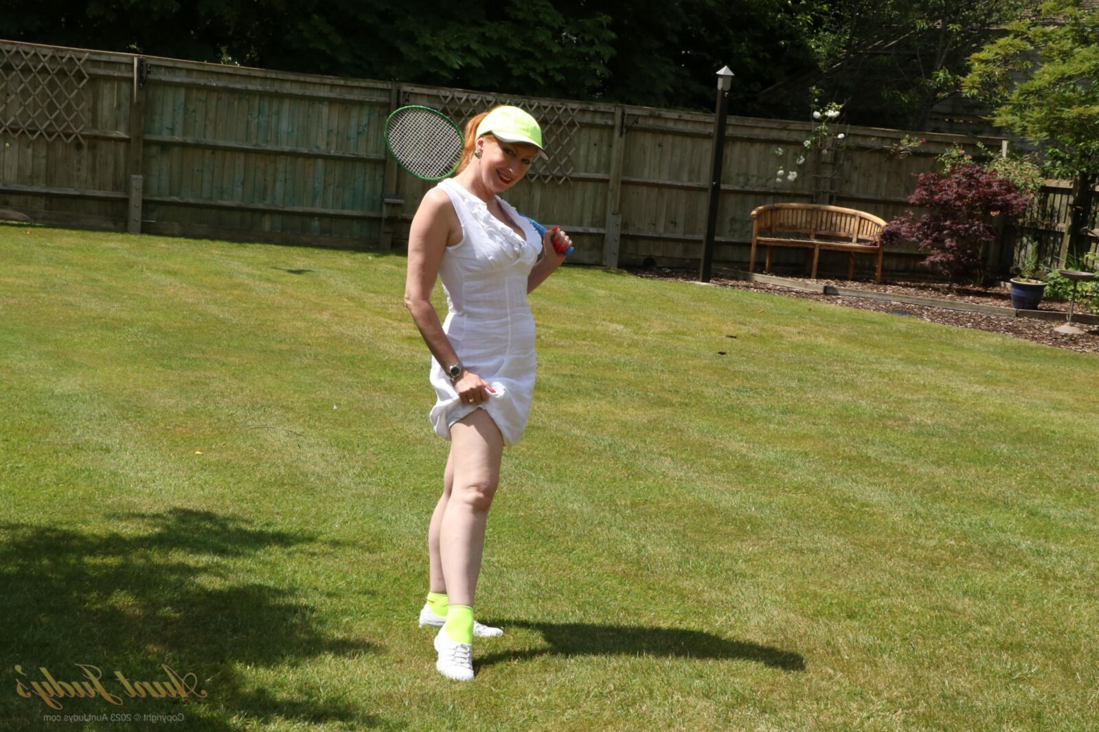 AuntJudys Outdoors on Badminton Day with Red