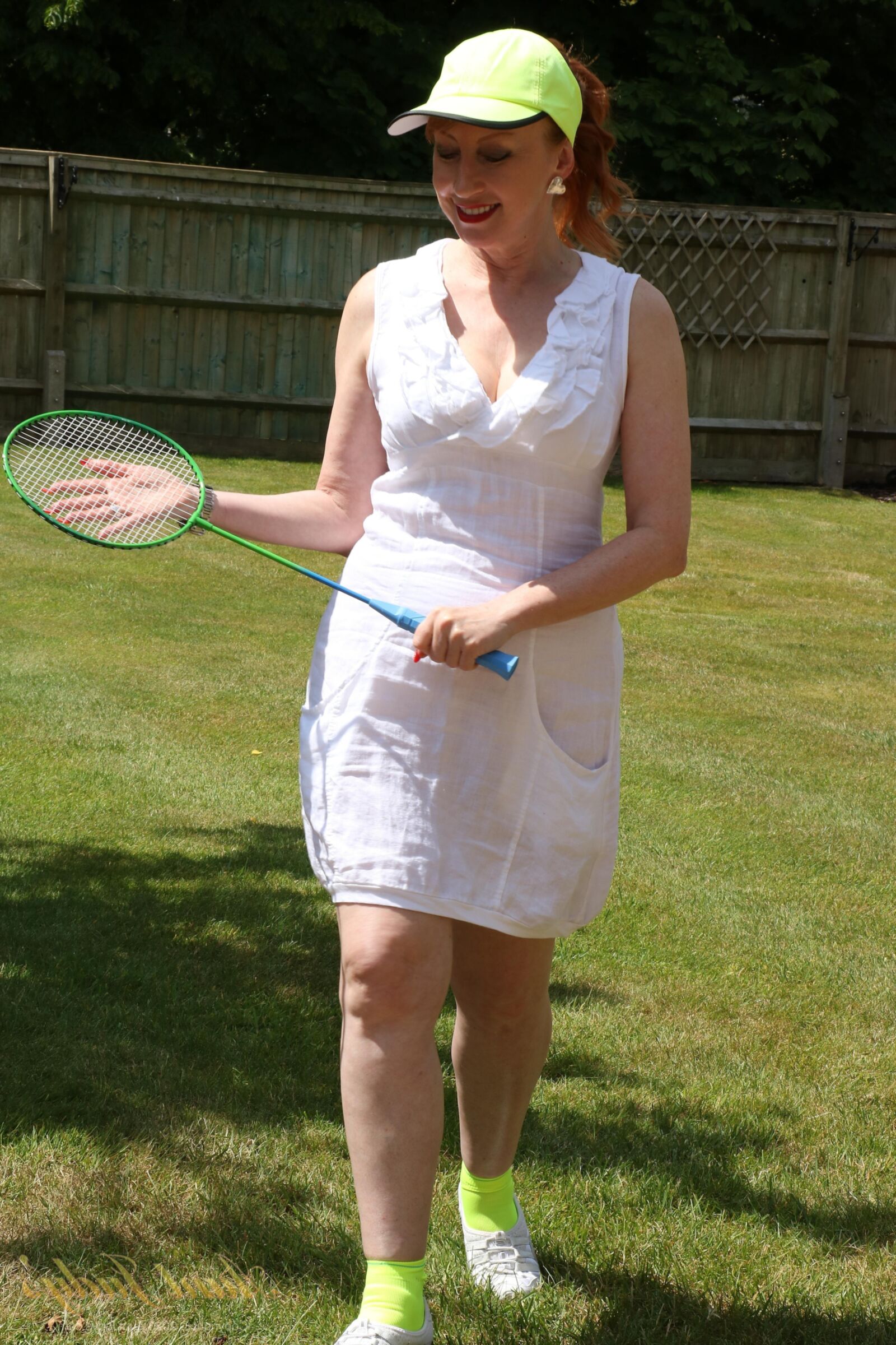 AuntJudys Outdoors on Badminton Day with Red
