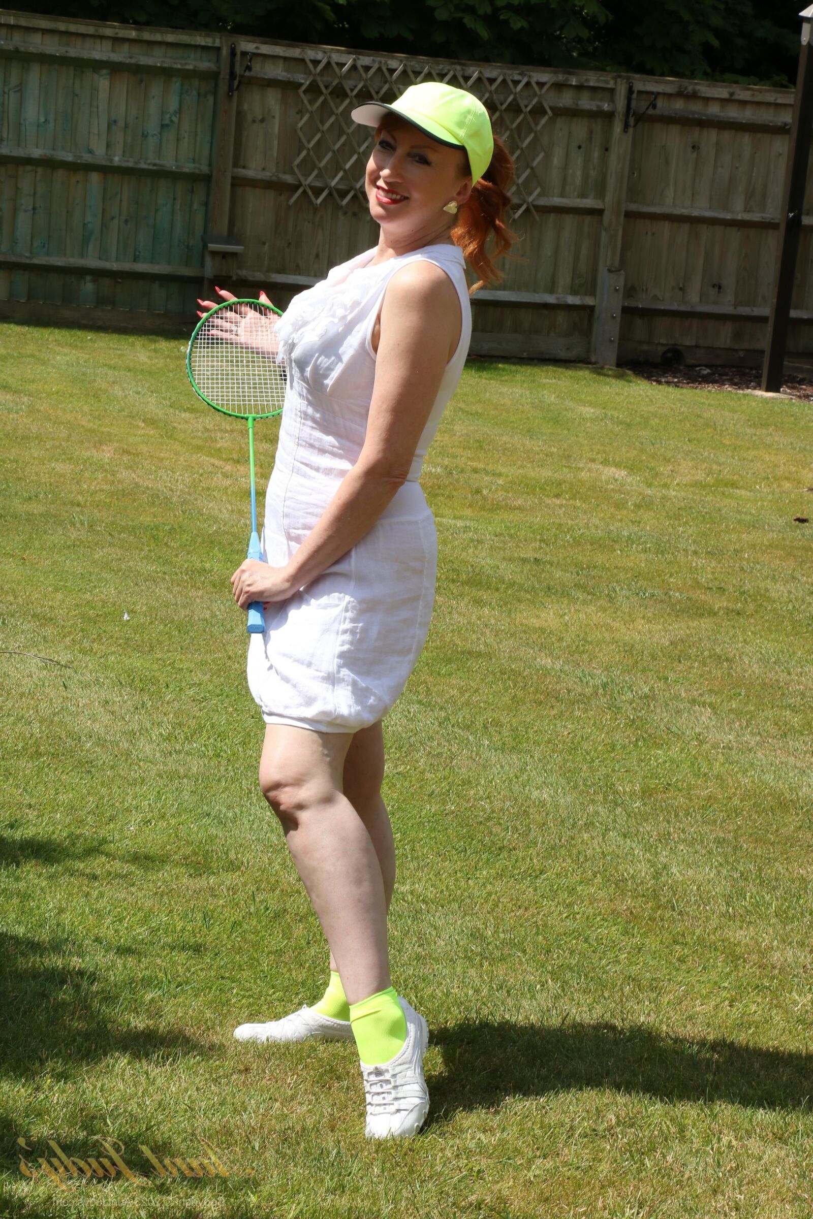 AuntJudys Outdoors on Badminton Day with Red