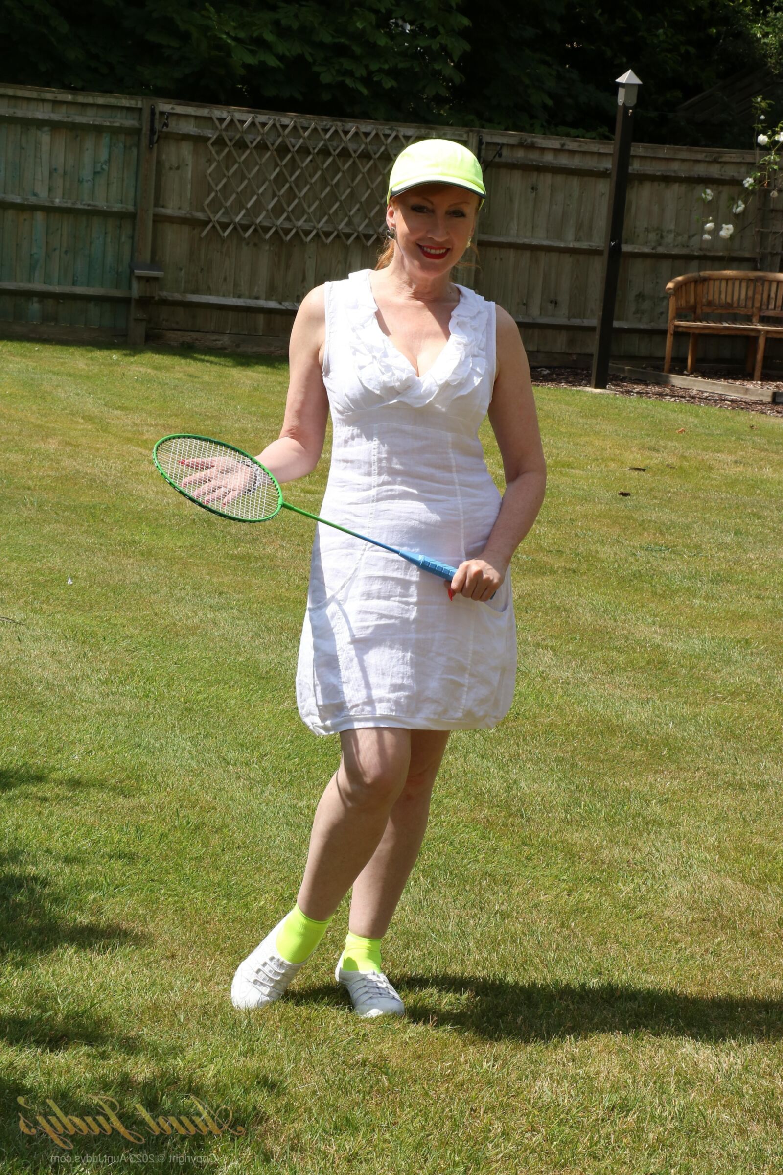 AuntJudys Outdoors on Badminton Day with Red