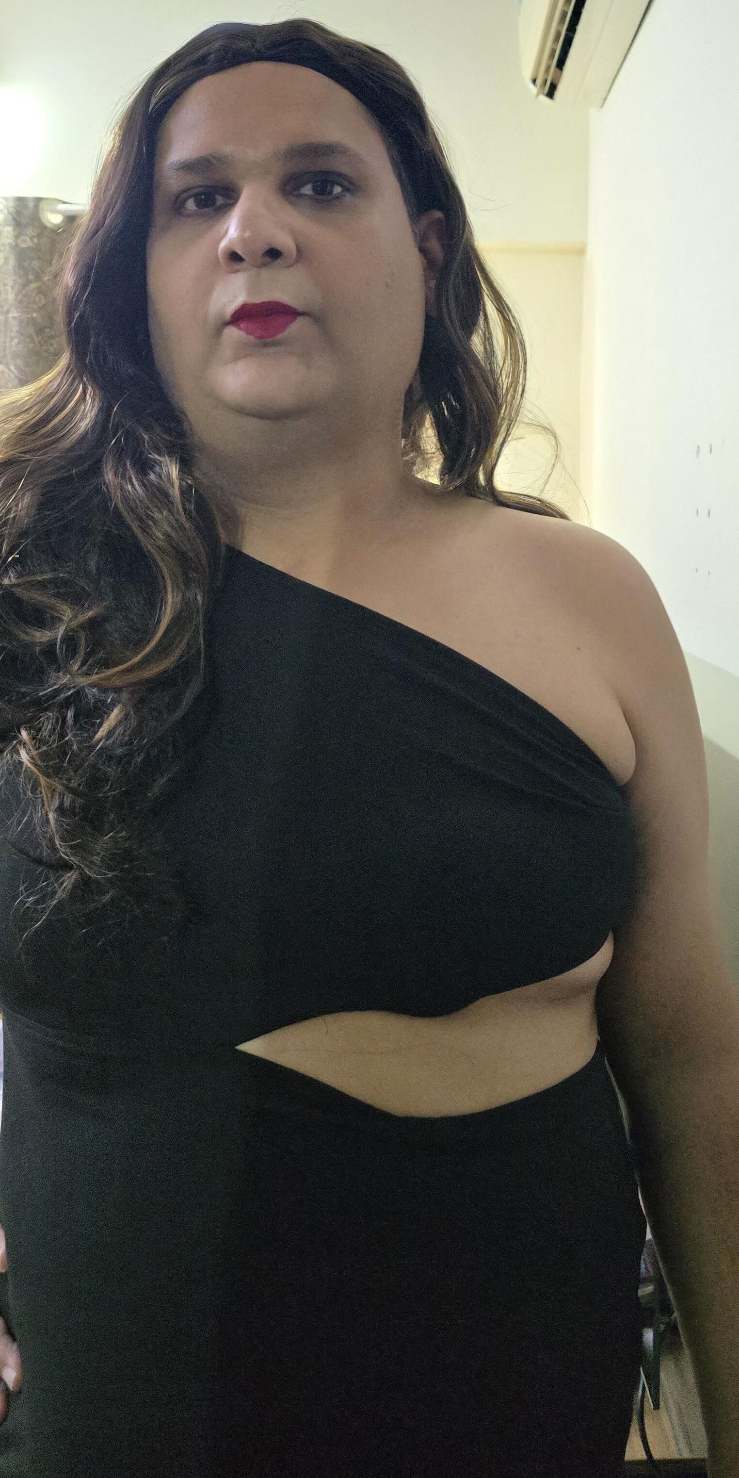 brunette shemale monica m in black dress s