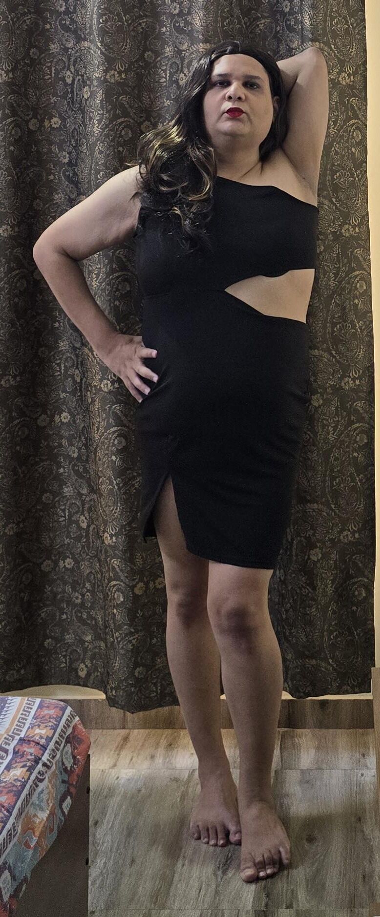 brunette shemale monica m in black dress s