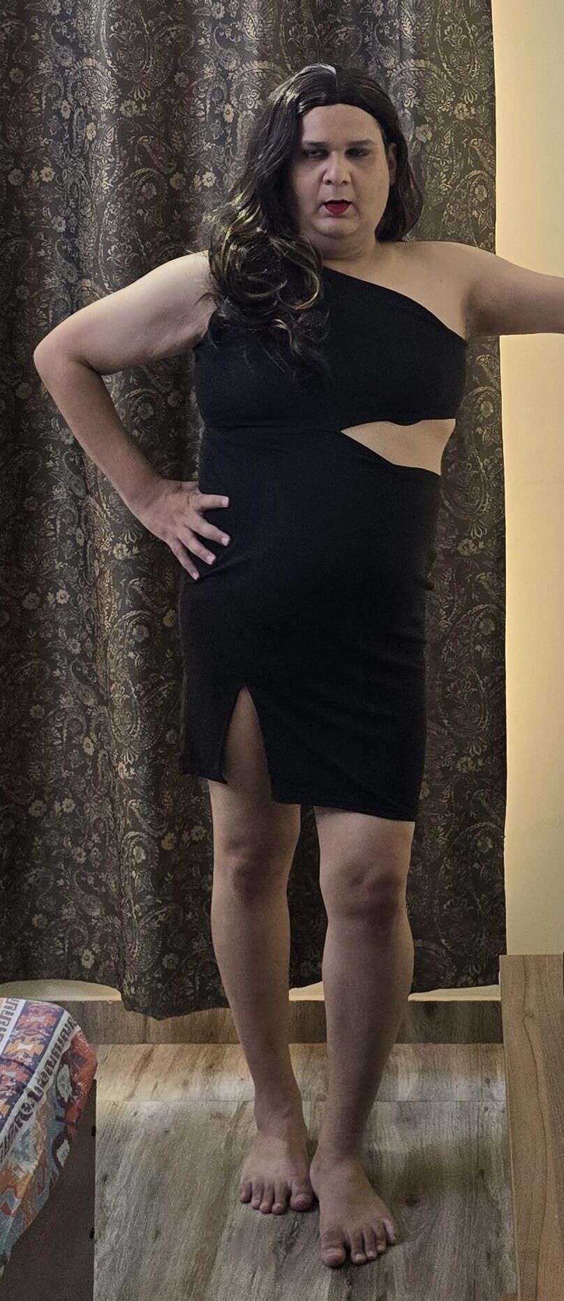 brunette shemale monica m in black dress s