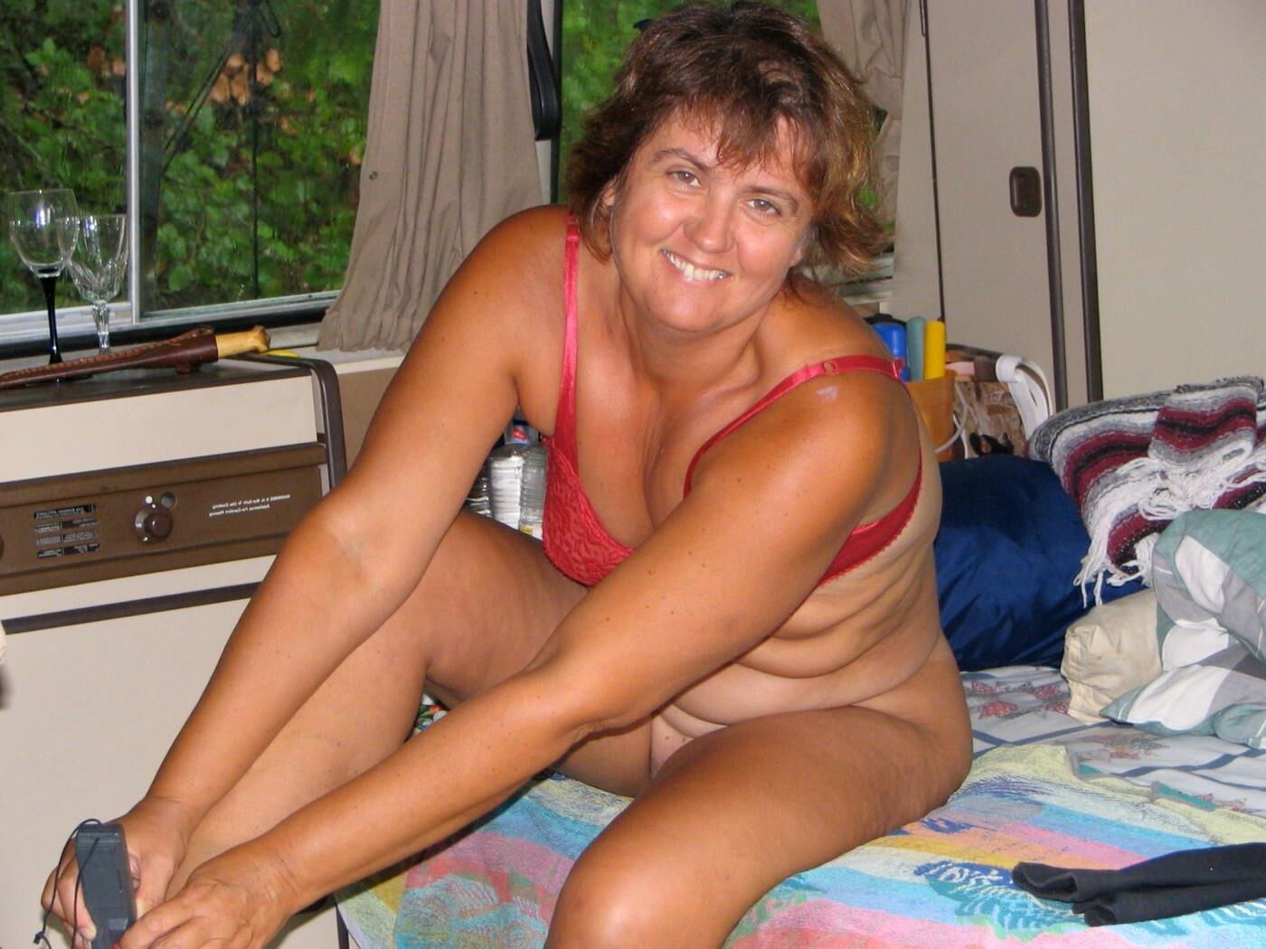 Mature Nudist Roberta Flashing Pussy