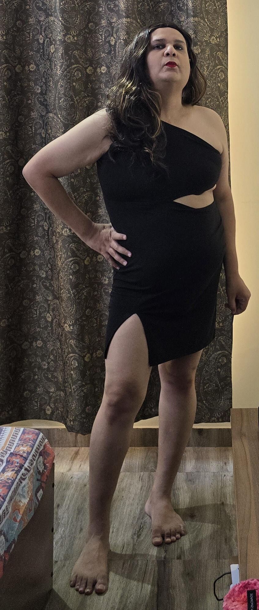brunette shemale monica m in black dress s
