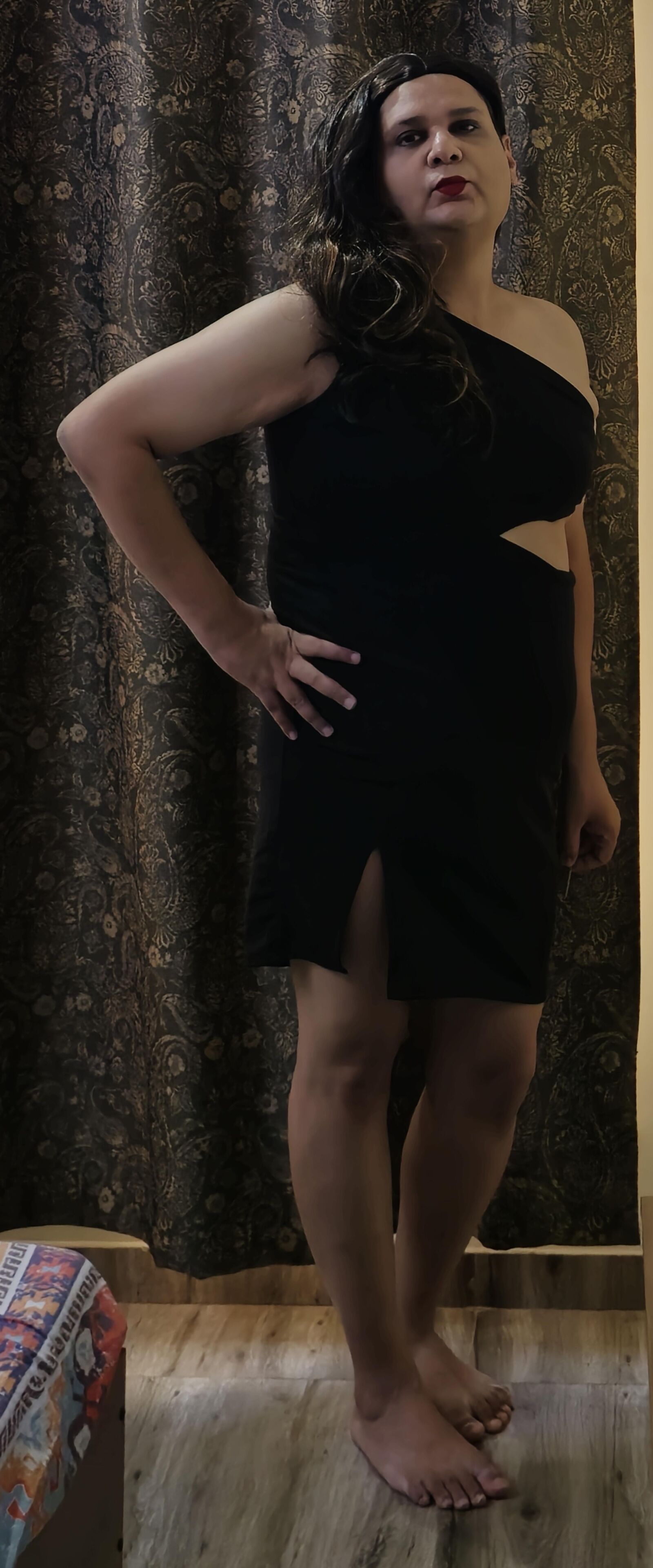 brunette shemale monica m in black dress s