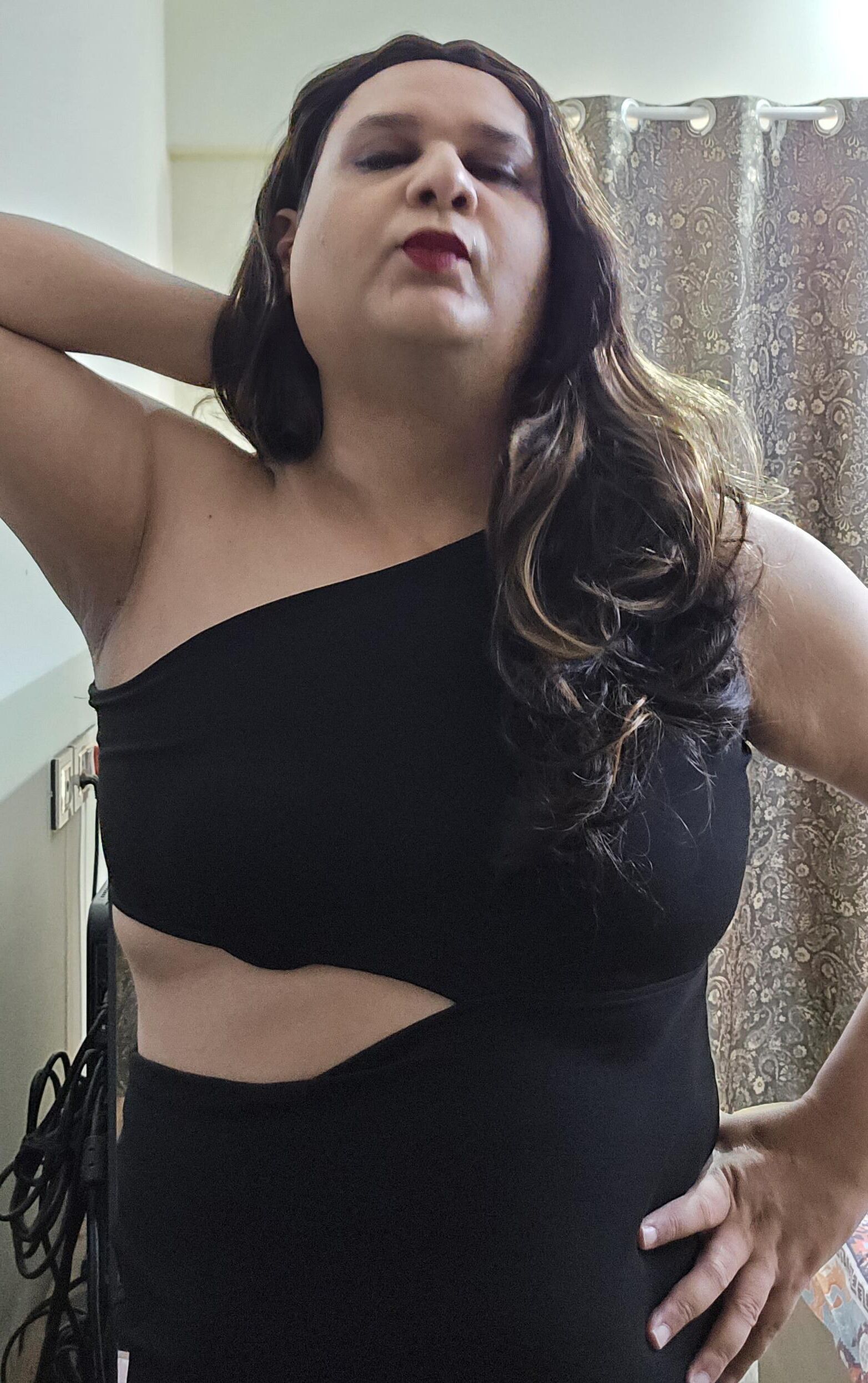 brunette shemale monica m in black dress s