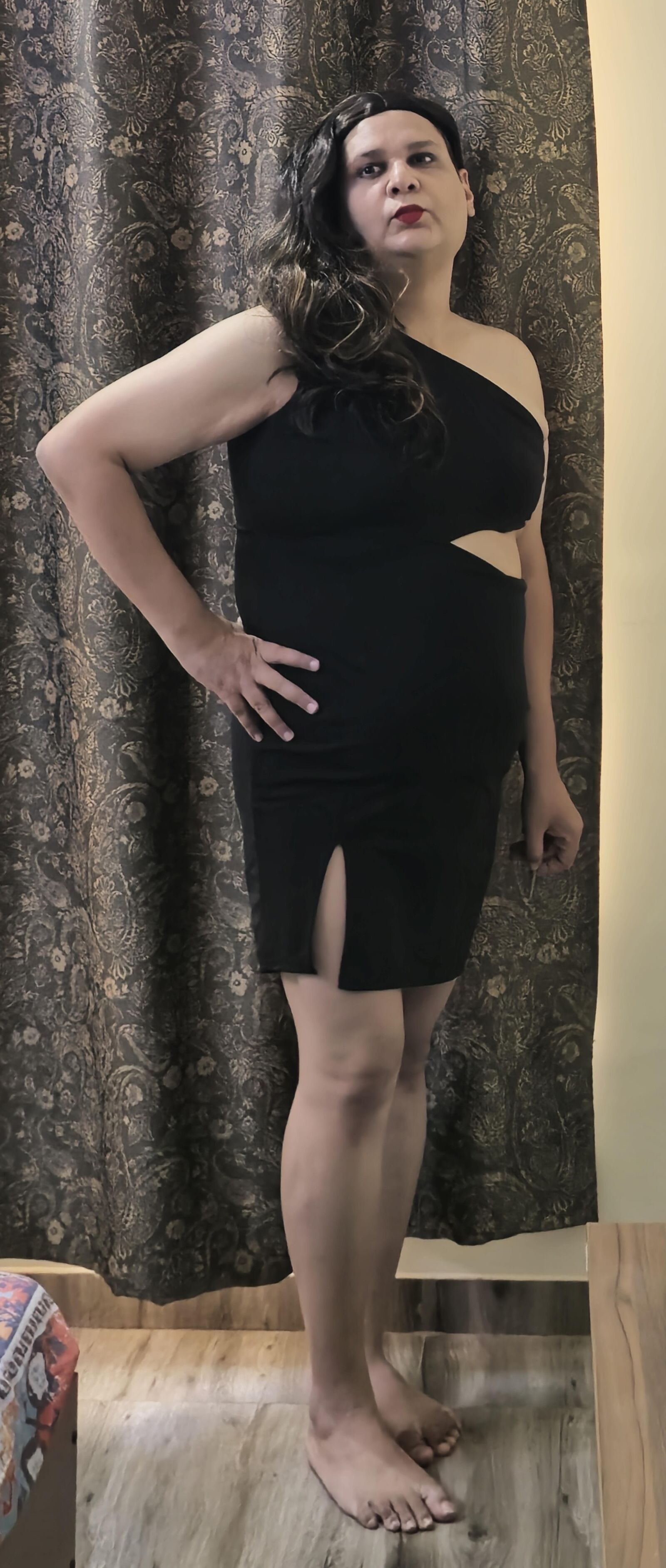brunette shemale monica m in black dress s