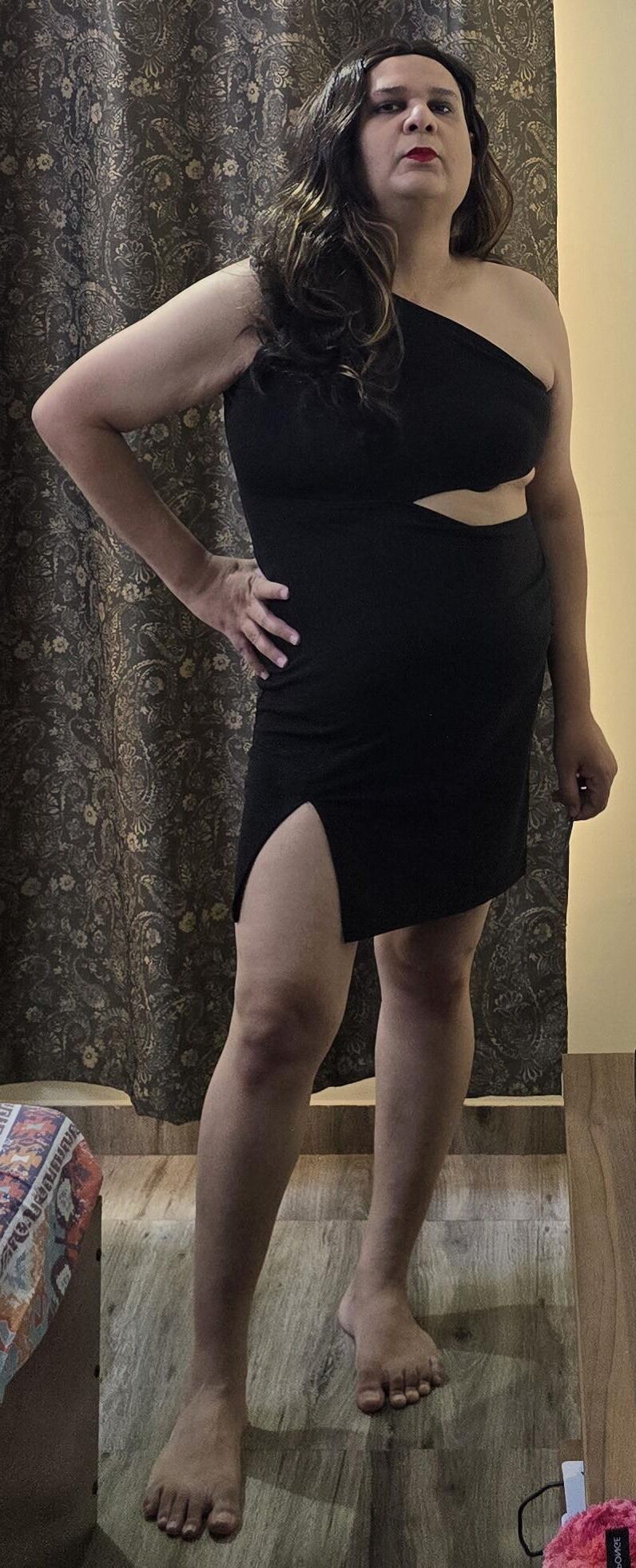 brunette shemale monica m in black dress s