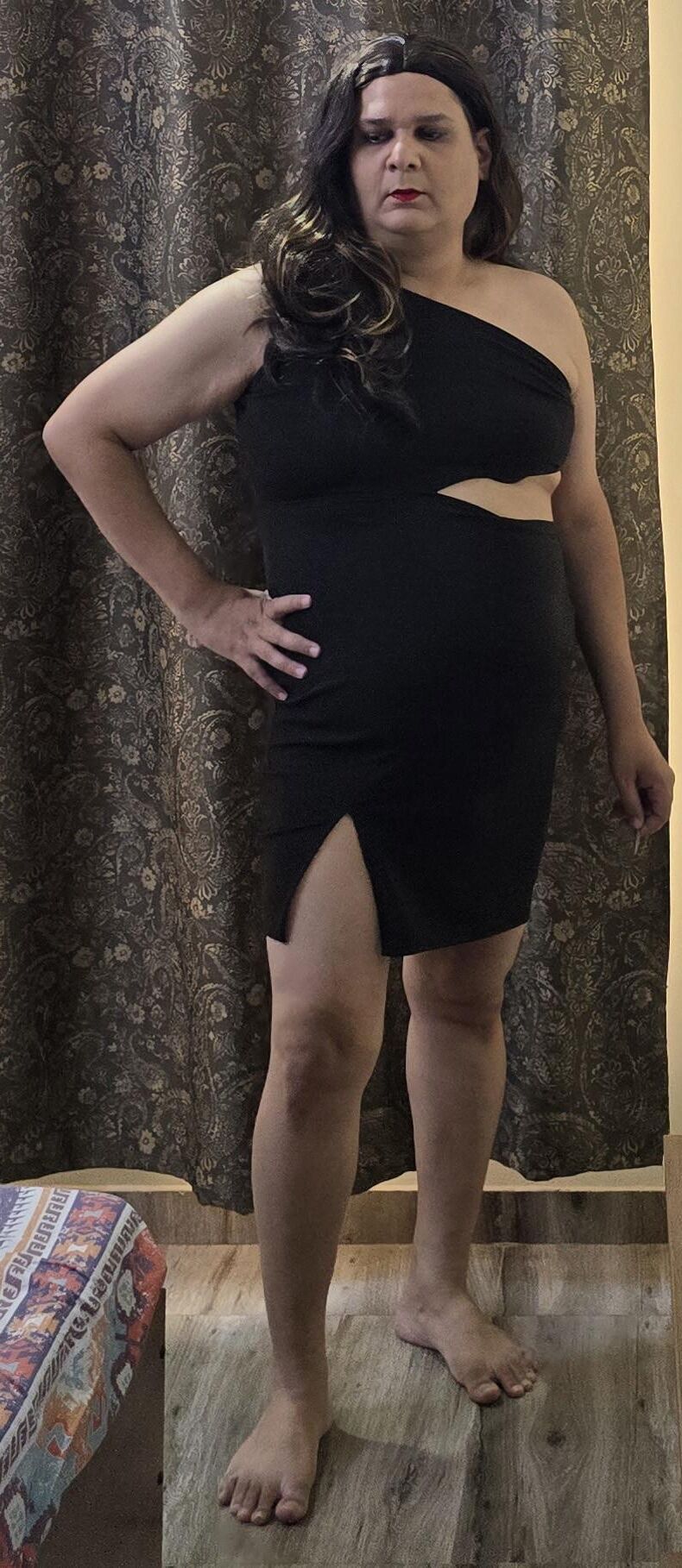 brunette shemale monica m in black dress s