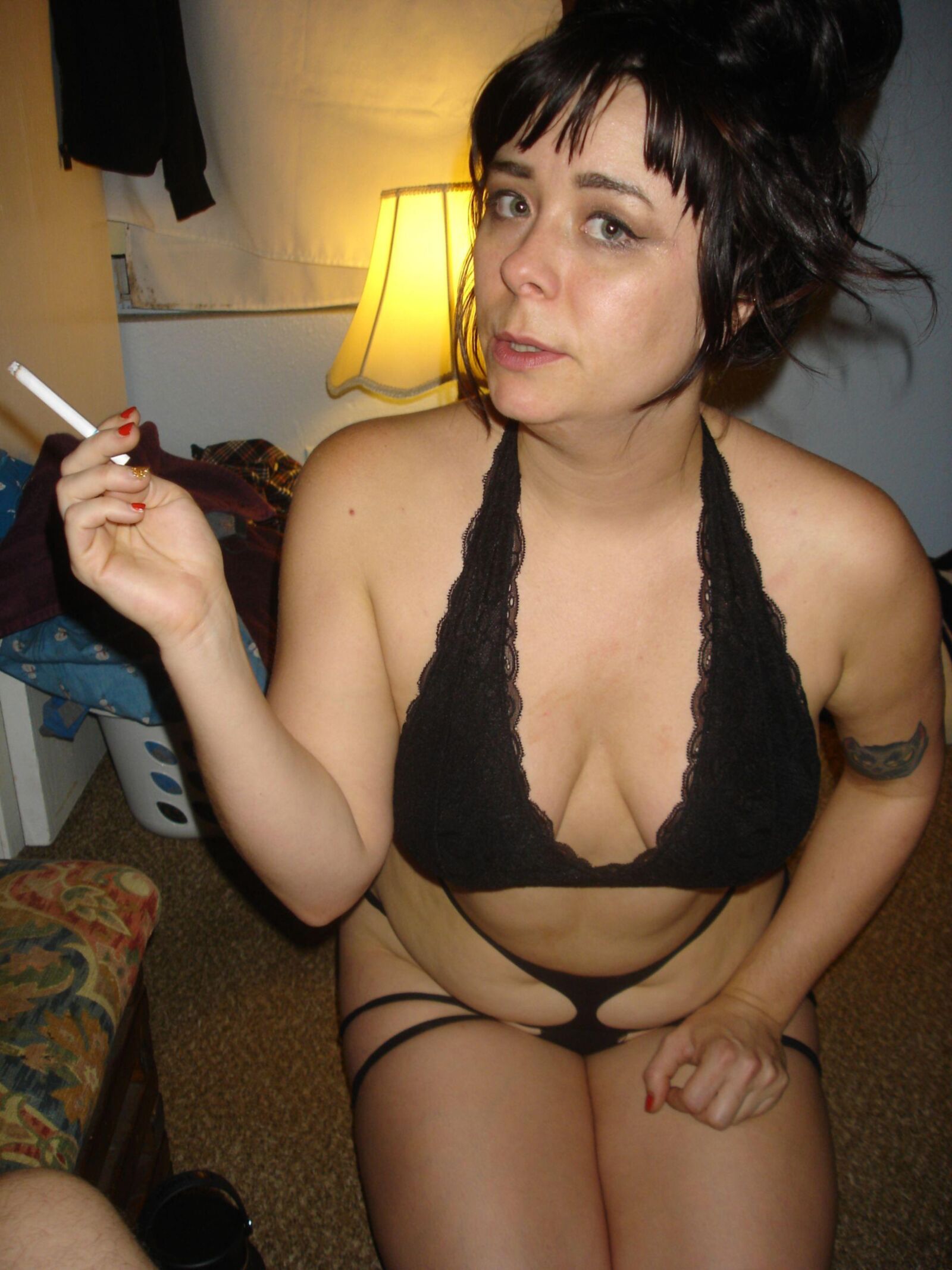 Black haired trashy MILF