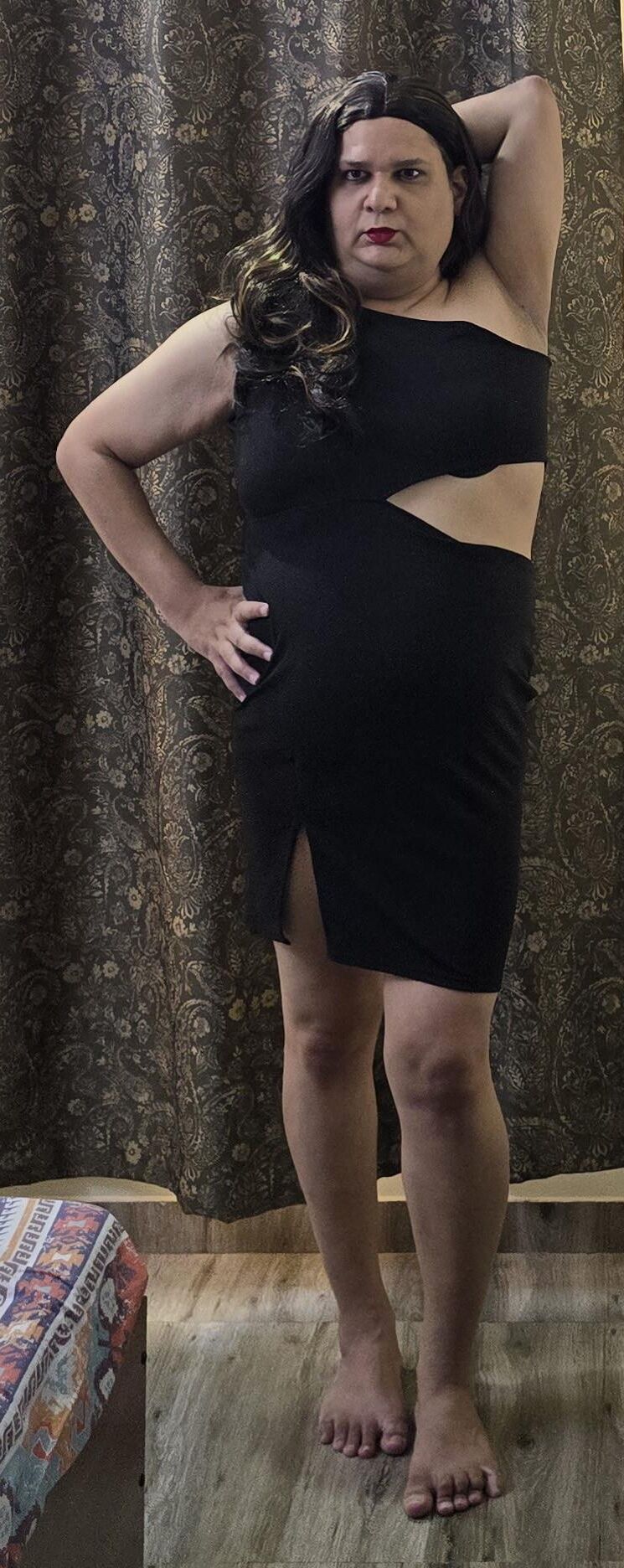 brunette shemale monica m in black dress s