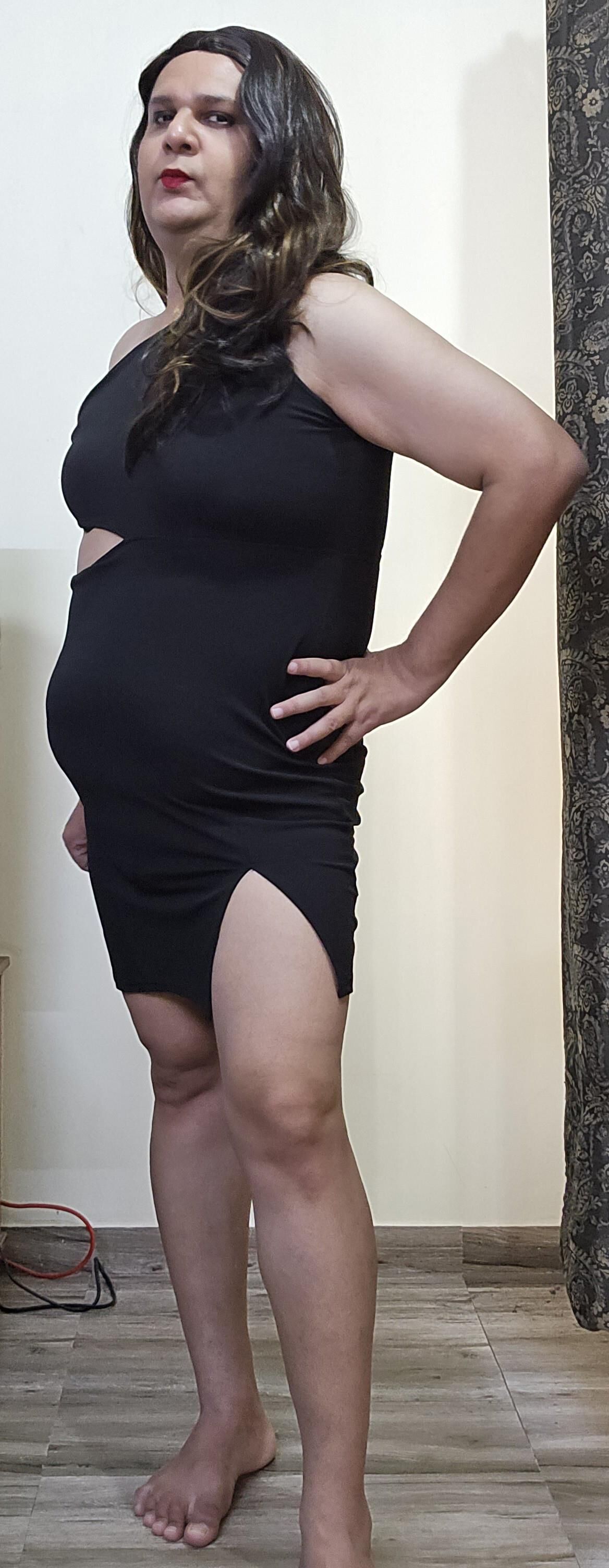brunette shemale monica m in black dress s