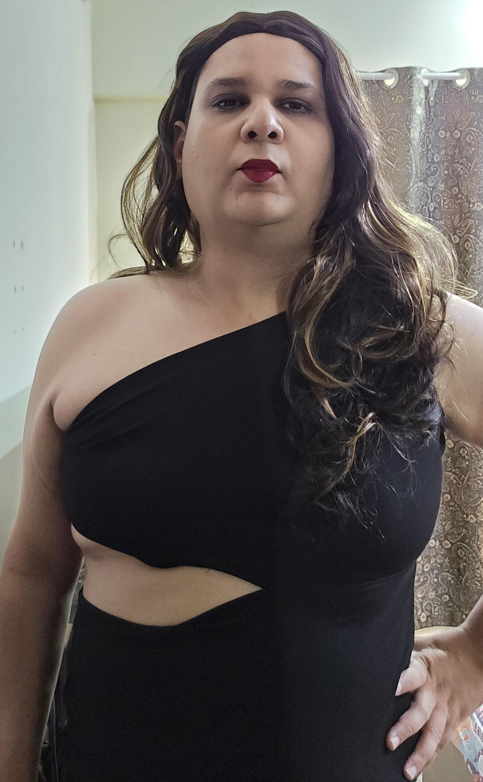 brunette shemale monica m in black dress s