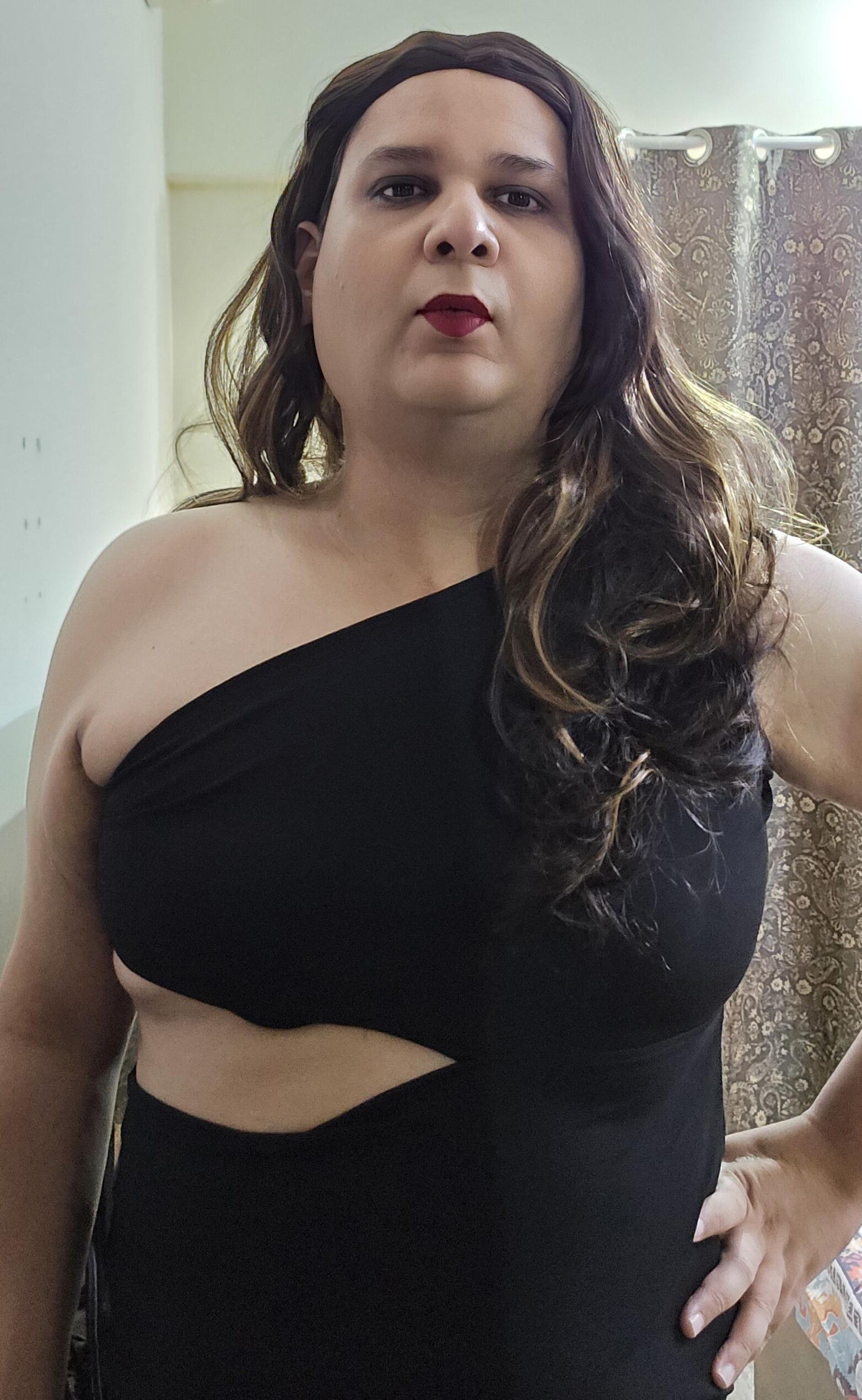 brunette shemale monica m in black dress s