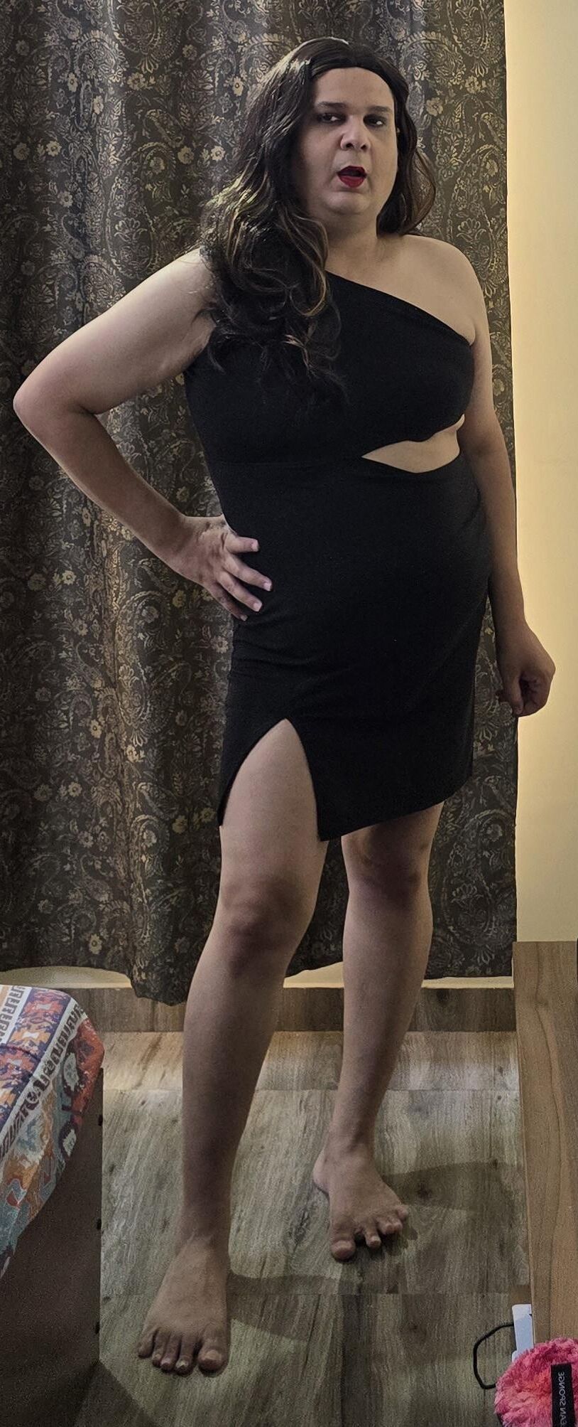 brunette shemale monica m in black dress s