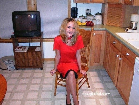 Unknown Set Red Dress, Black Full Slip in Kitchen