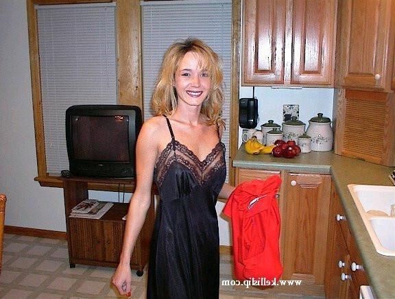 Unknown Set Red Dress, Black Full Slip in Kitchen